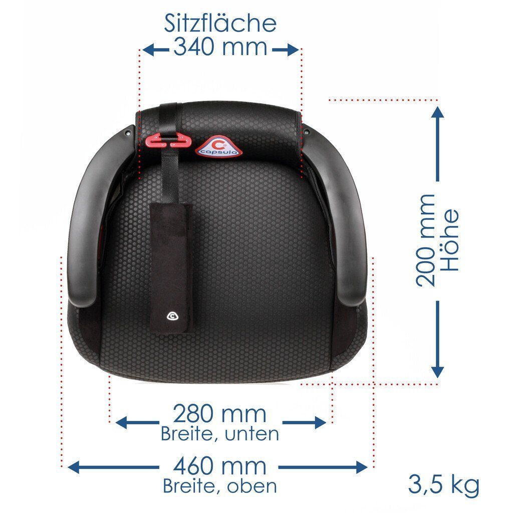 Gurtführung + (15-36kg) Sitzerhöhung capsula® Autokindersitz Kindersitzerhöhung schwarz schw Isofix