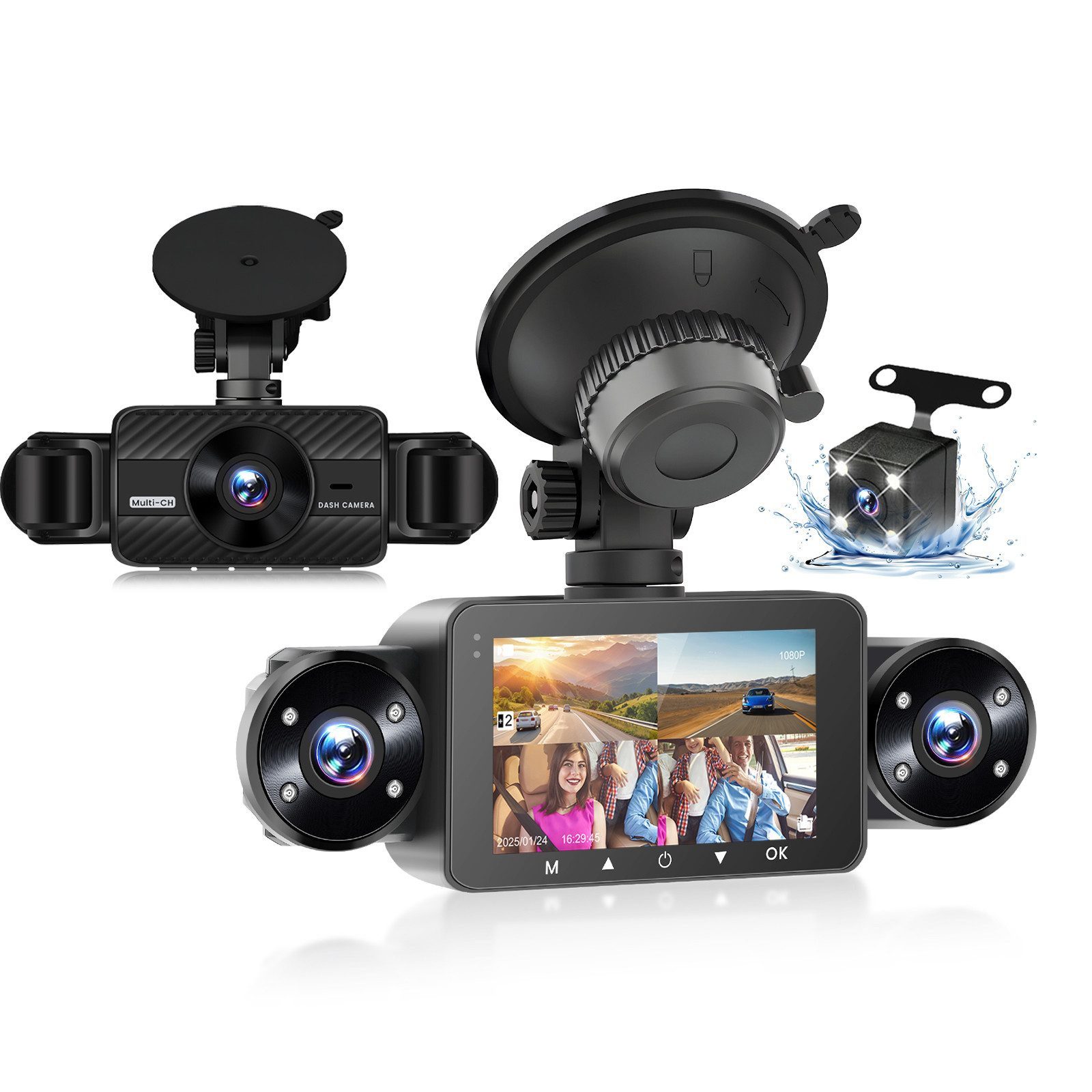 3-Zoll 1080P Auto-DVR mit 4 Kameras & Nachtsicht Dashcam
