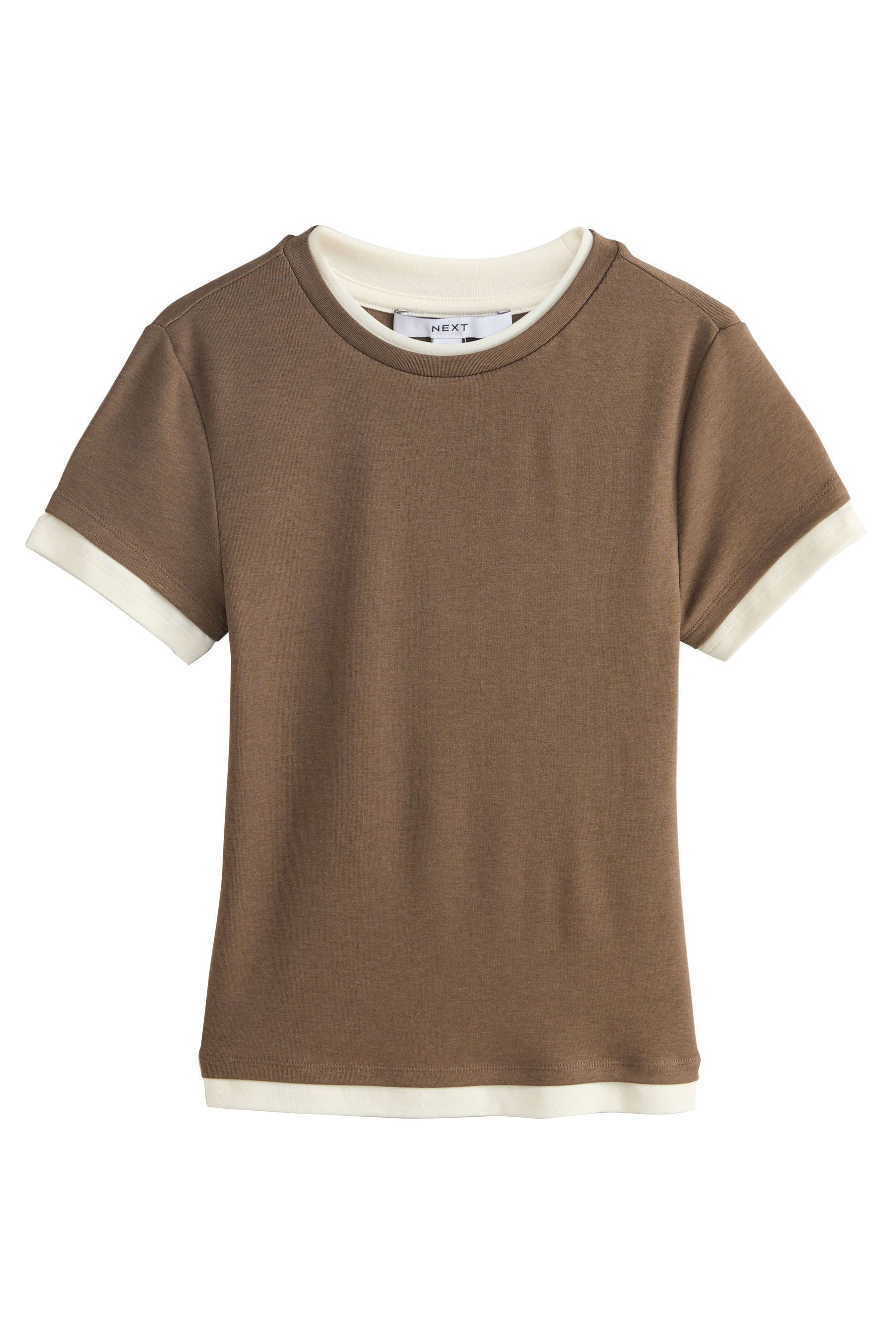 T-Shirt Kurzarm-T-Shirt mit Rundausschnitt in Lagenoptik