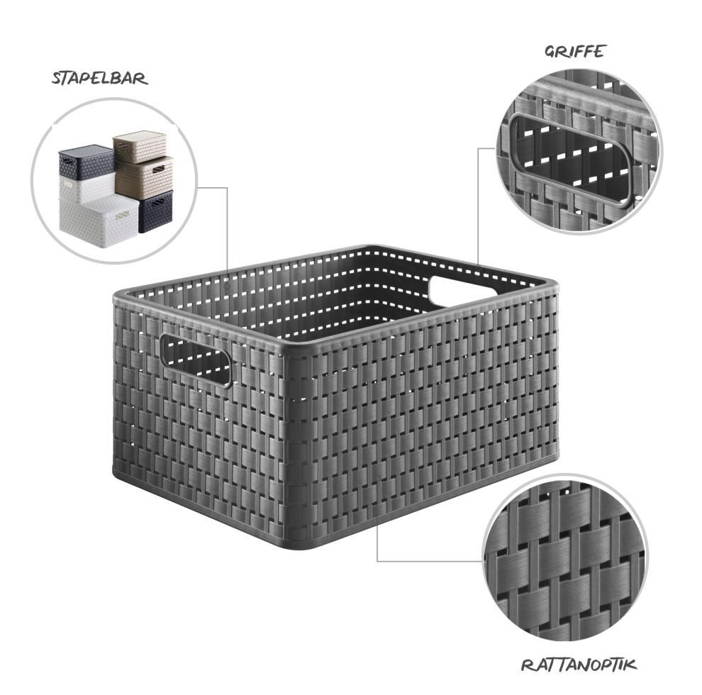 ROTHO Aufbewahrungskorb Rotho Korb Country A4, 18 L anthrazit – Bild 3 von 5