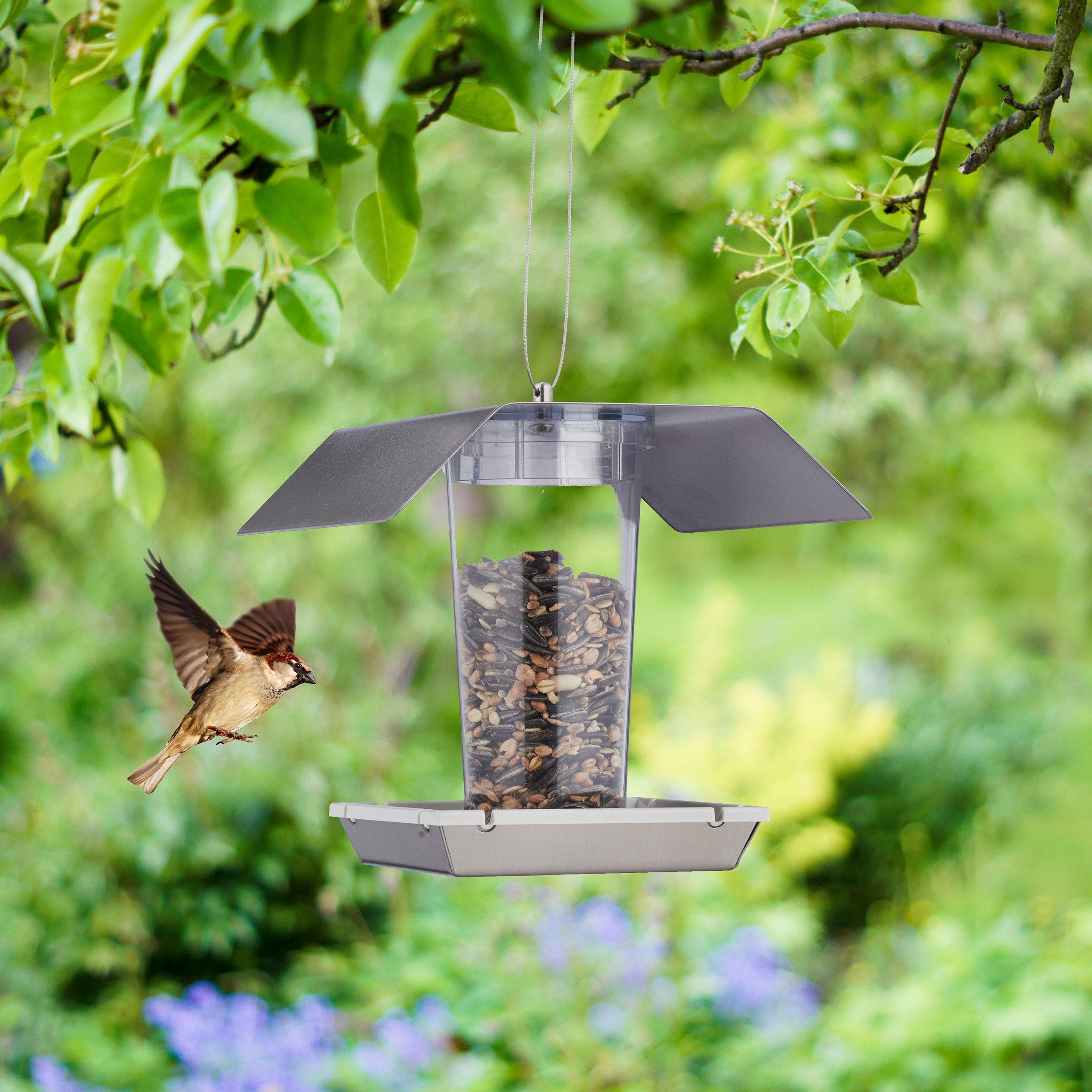 relaxdays Vogelhaus Vogelfutterhaus aus Edelstahl günstig online kaufen