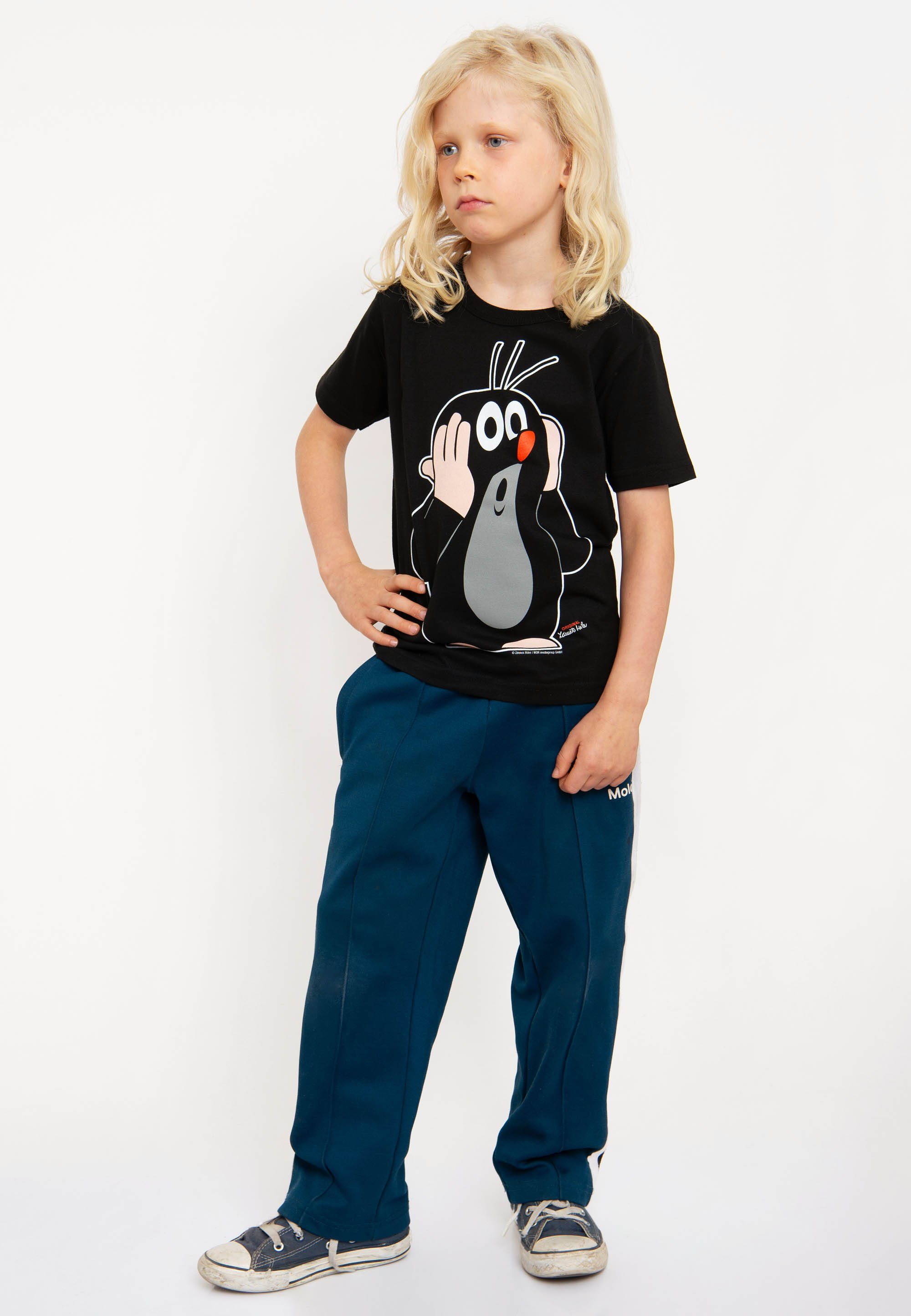 Der Print, LOGOSHIRT Bio-Baumwolle mit trägt angenehm Maulwurf kleine Reine super T-Shirt sich lizenziertem