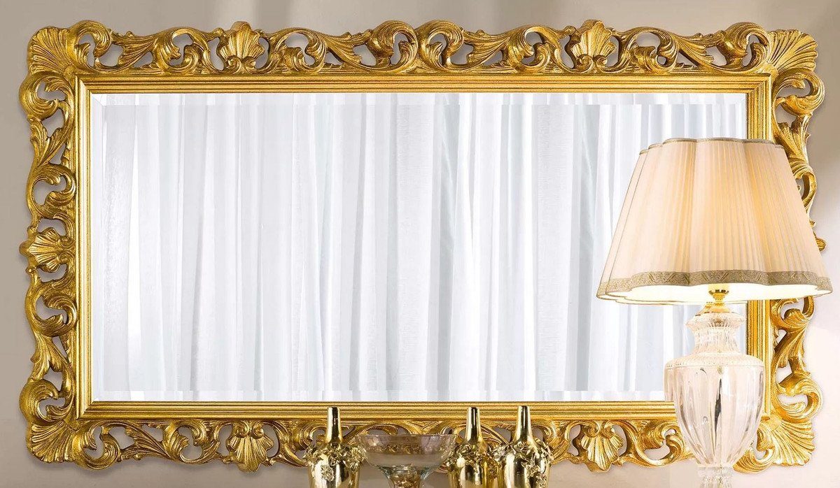 Casa Padrino Barockspiegel Luxus Barock Spiegel Gold - Rechteckiger Wandspiegel im Barockstil - Prunkvolle Barock Möbel - Luxus Qualität - Made in Italy