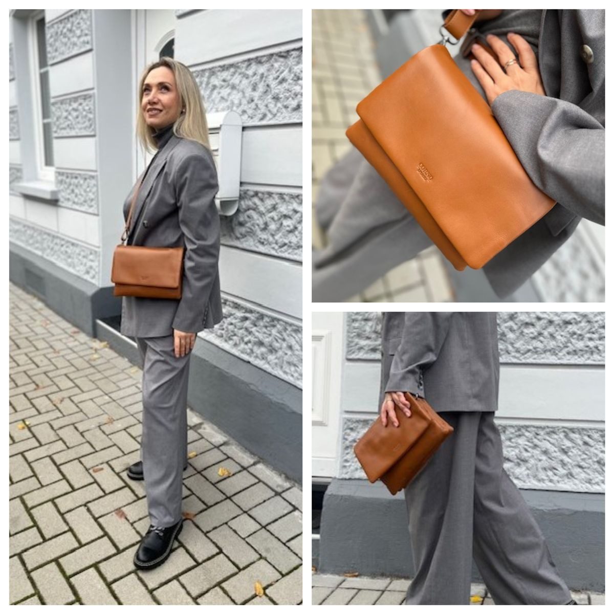 Corno d´Oro Schultertasche Damen Leder Klein Handmade Umhängetasche Echt Le günstig online kaufen