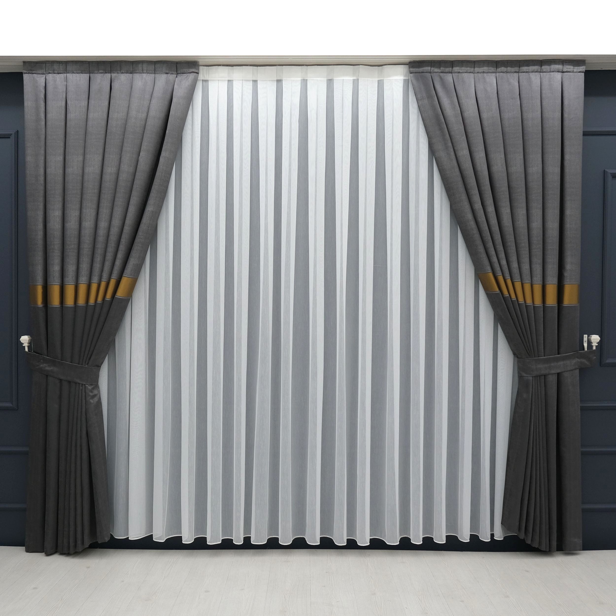 Gardinen by Justyna Vorhang Anthrazit Falten Fon Gardine Komplett Set (5 St günstig online kaufen