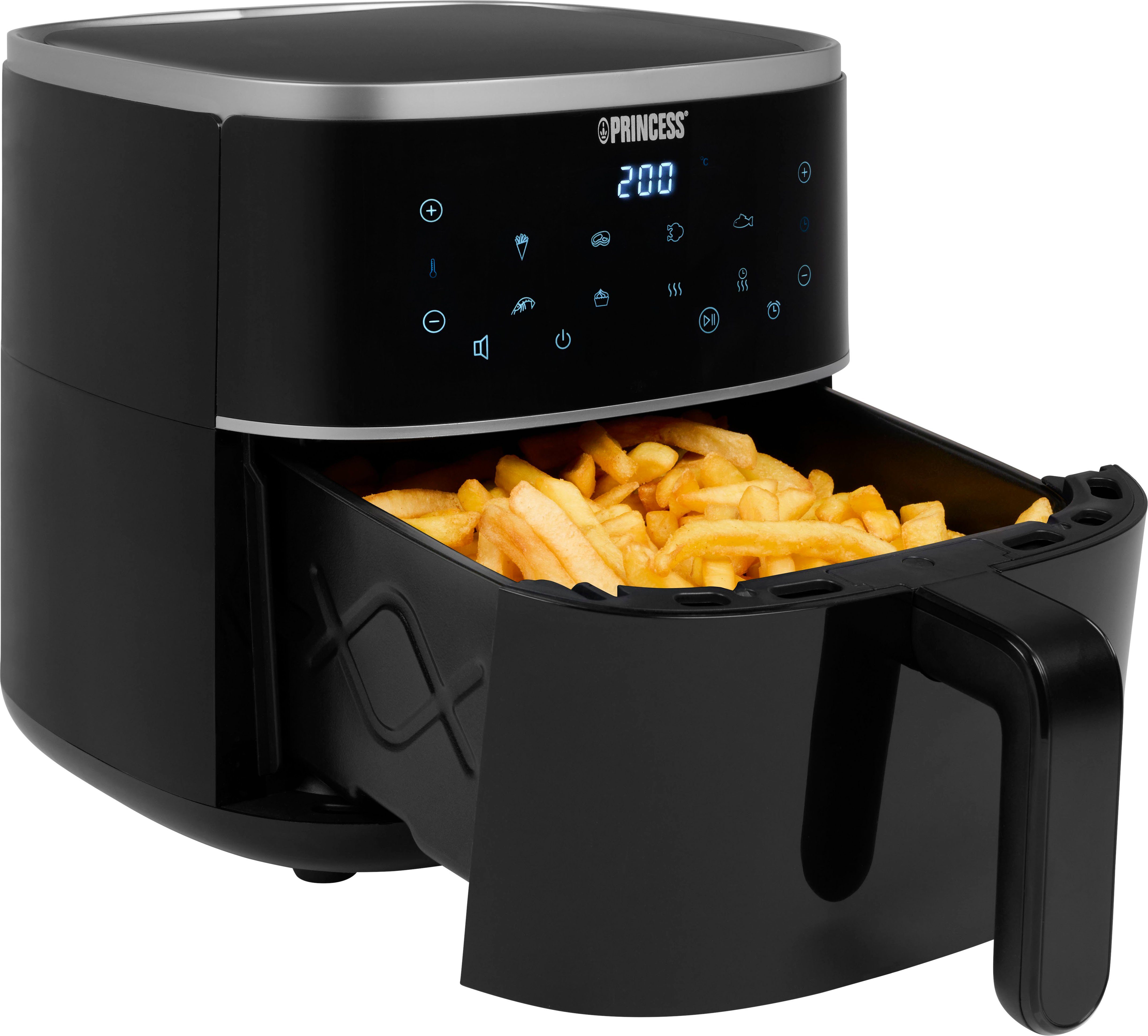 PRINCESS Heißluftfritteuse 182238 – Füllmenge des Behälters variierbar – 4 L, 1350 W