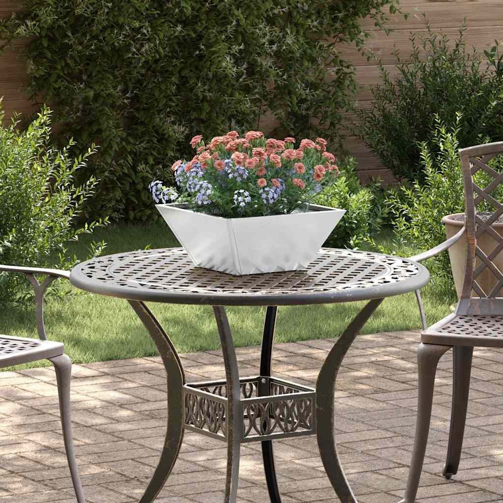 furnicato Blumentopf Garten-Pflanzgefäß 35 x 35 x 15 cm Silber, Trapezförmiger Blumenkübel aus verzinktem Stahl für deine Terrasse