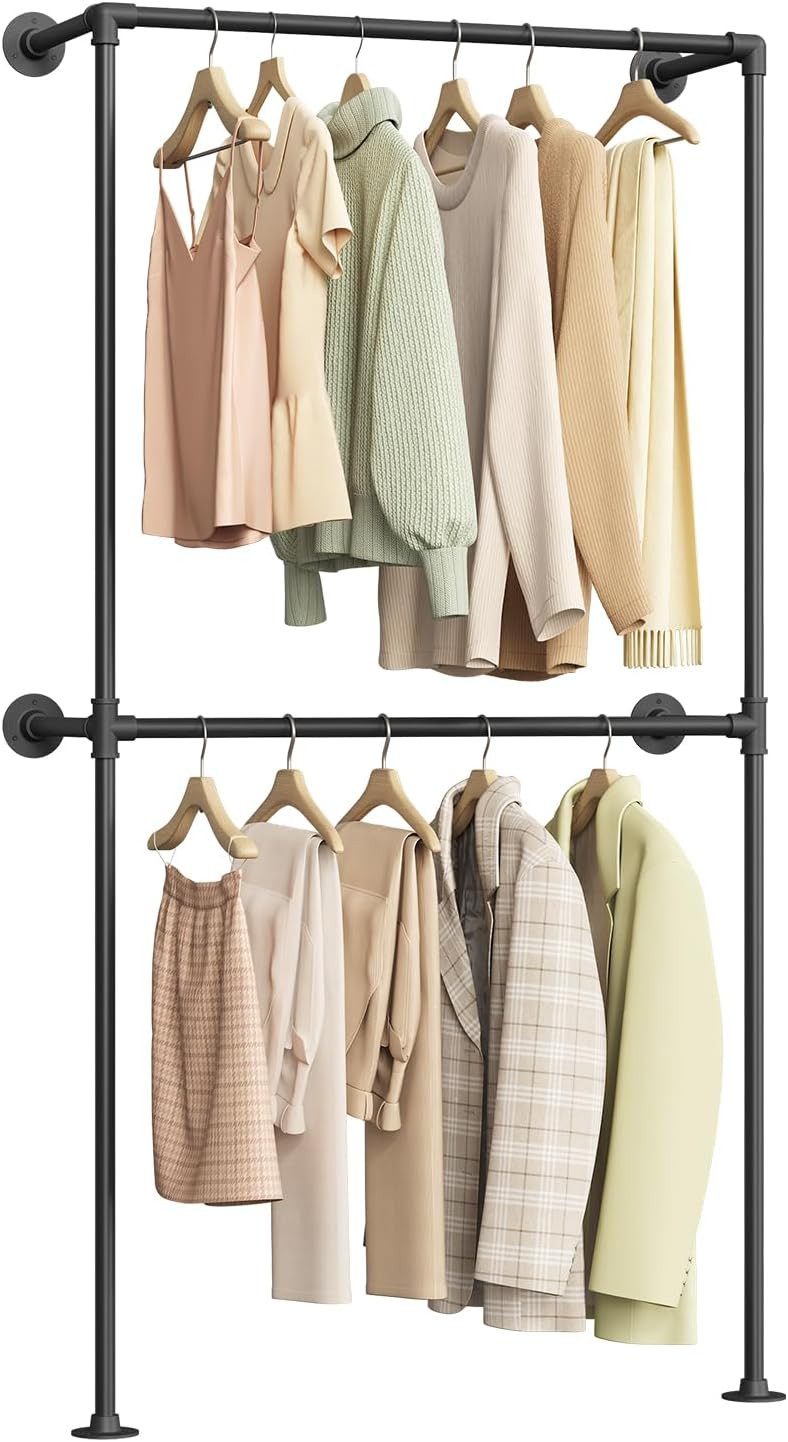Woltu Kleiderständer, Offener Garderobenständer Wandmontage, Schwarz, 102,5 günstig online kaufen
