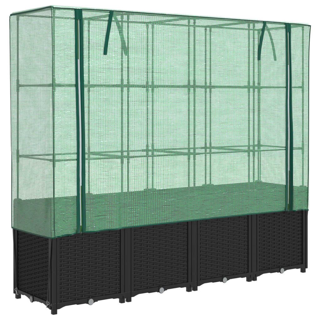 vidaXL Hochbeet, Hochbeet mit Gewächshaus-Aufsatz Rattan-Optik 160x40x153 c günstig online kaufen