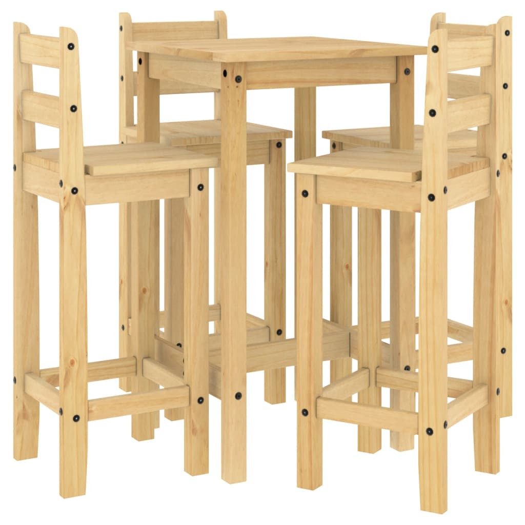 vidaXL Essgruppe 5-tlg. Bar-Set Massivholz Kiefer, (1-tlg)