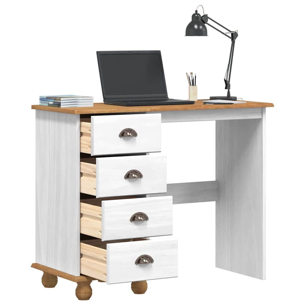 vidaXL Schreibtisch Schreibtisch ASKIM Weiß 95 x 40 x 75 cm Massives Kiefer günstig online kaufen