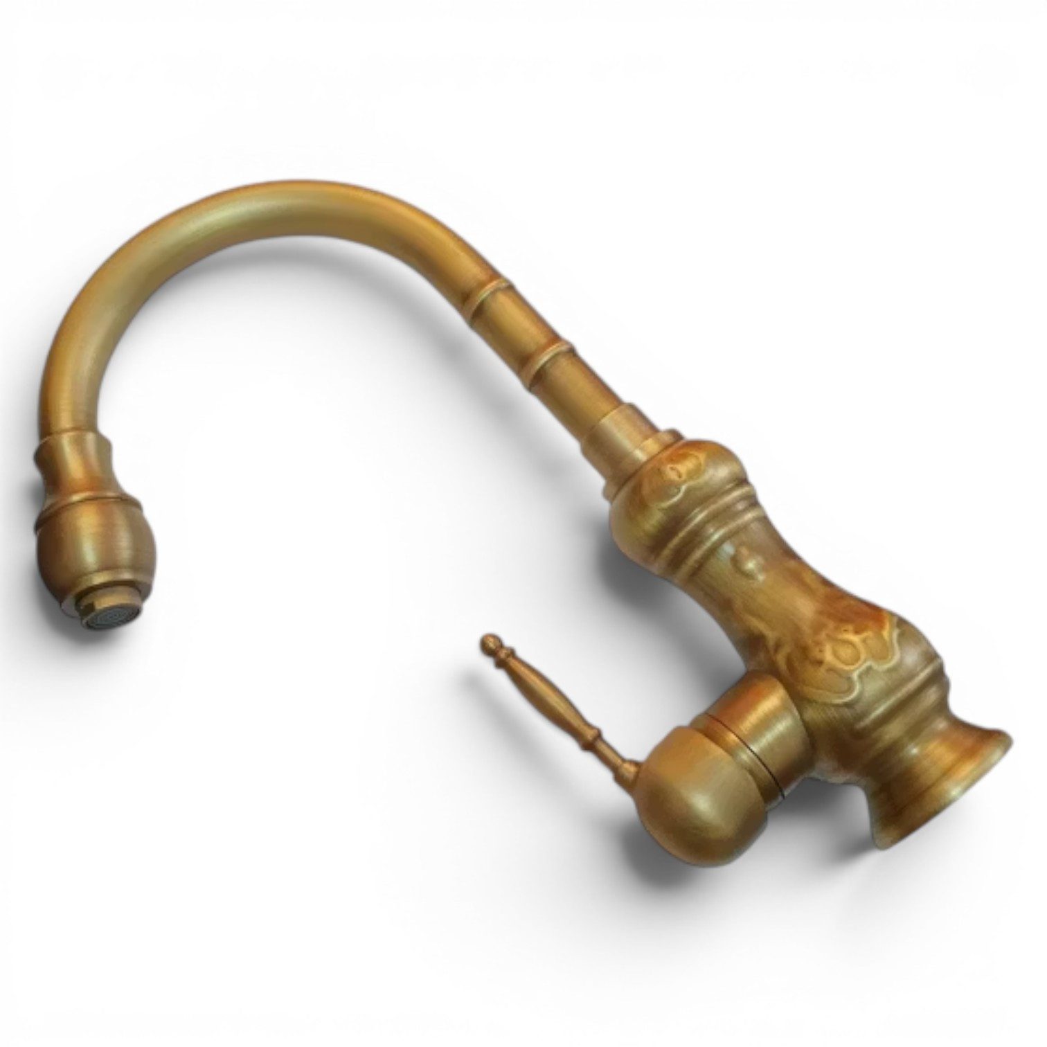 Kinaree Badarmatur Waschtischarmatur Messing Antik schwenkbar Retro Wasserhahn TARIK Messing, gebürstet