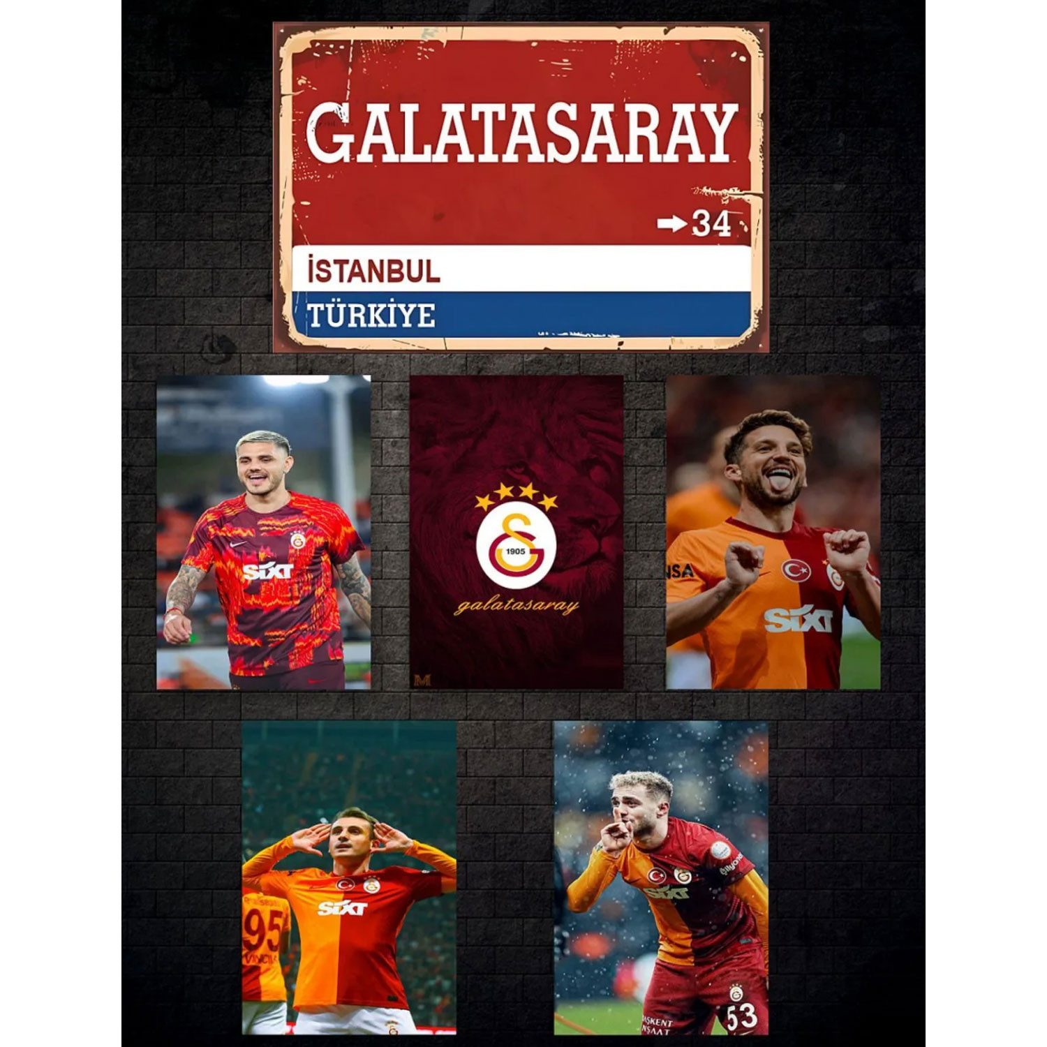 Jungengel Wandbild Galatasaray Wandbehänge Set 6-Teilig günstig online kaufen