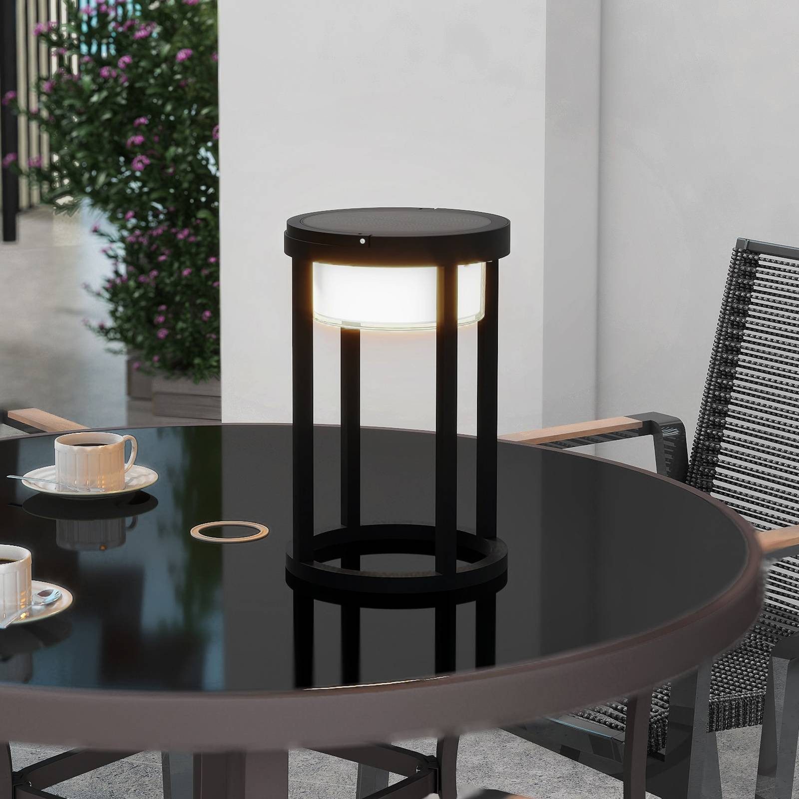 Lucande Außen-Tischleuchte Tilena, LED, Metall, Schwarz warmweiß IP54, LED 2 W gesamt, warmweiß