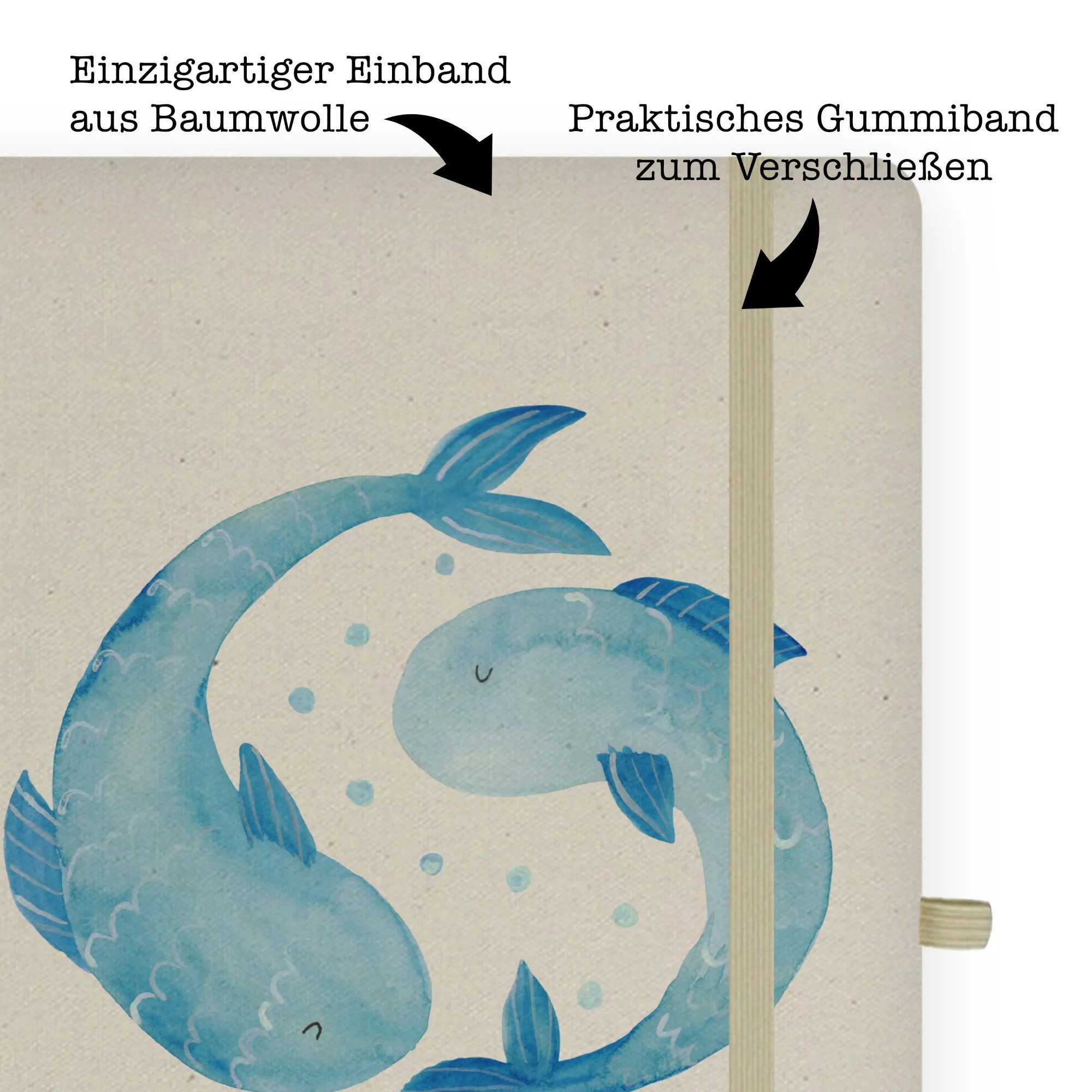 Thumbnail - Mr. & Mrs. Panda Notizbuch Sternzeichen Fische - Transparent - Geschenk, Geschenk März, Öko Noti Mr. & Mrs. Panda, Echte...