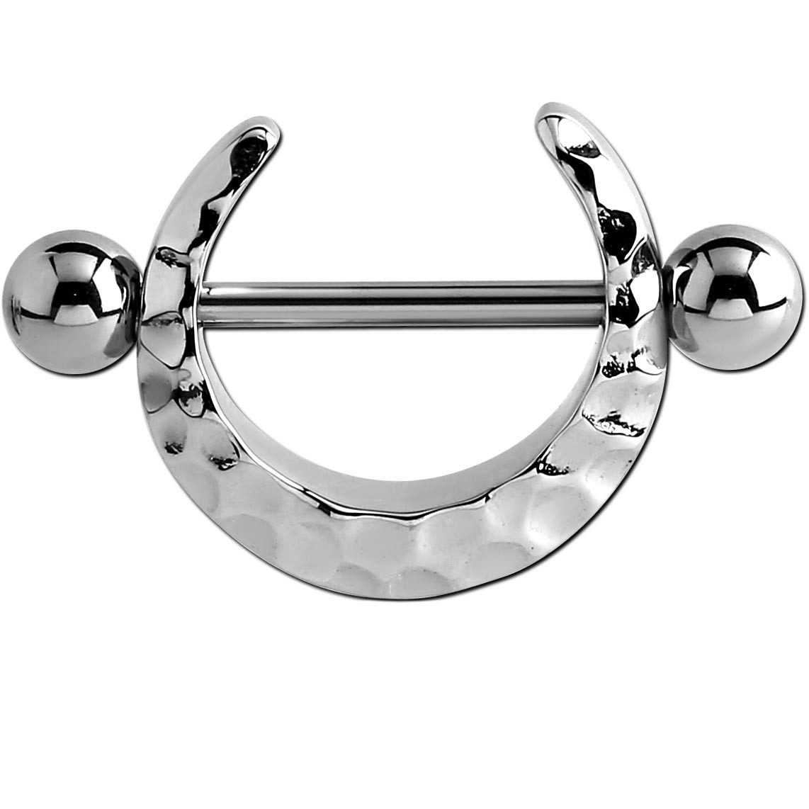 viva-adorno Brustwarzenpiercing Nippelpiercing Brustpiercing Barbell Piercing Ring gehämmert Schild