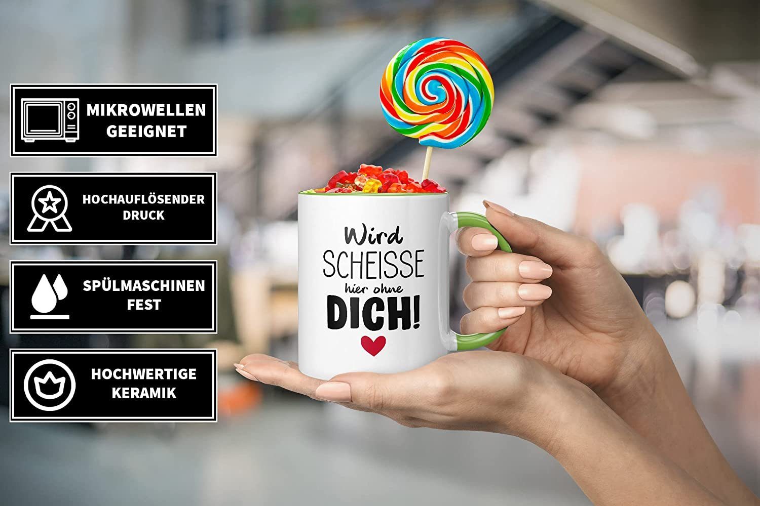 330ml Tasse ohne - TASSENTICKER TassenTicker dich Grün Abschiedsgeschenk Wird - scheisse Kollegen,