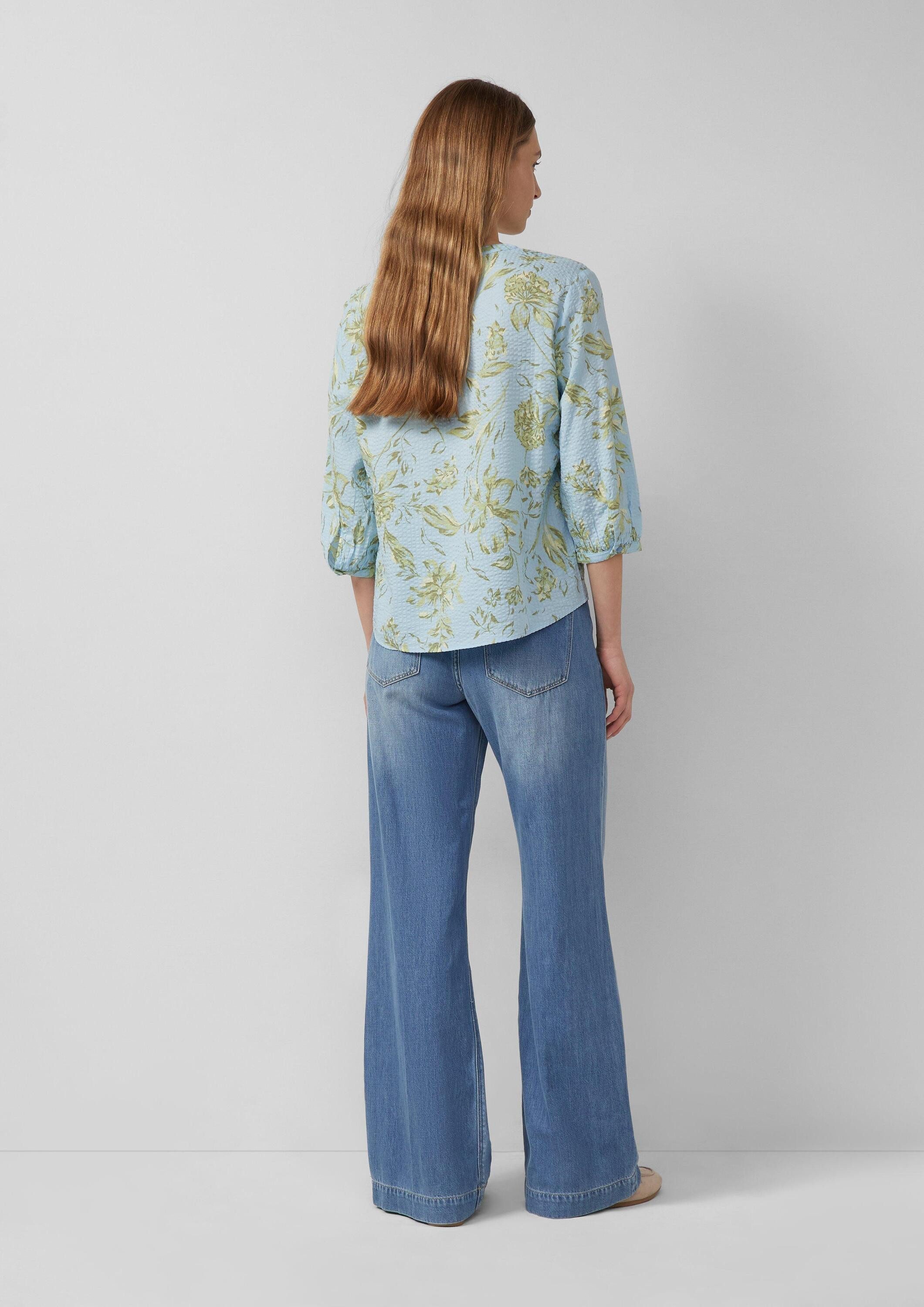 s.Oliver Kurzarmbluse Bluse Bluse aus Seersucker mit Raffungen
