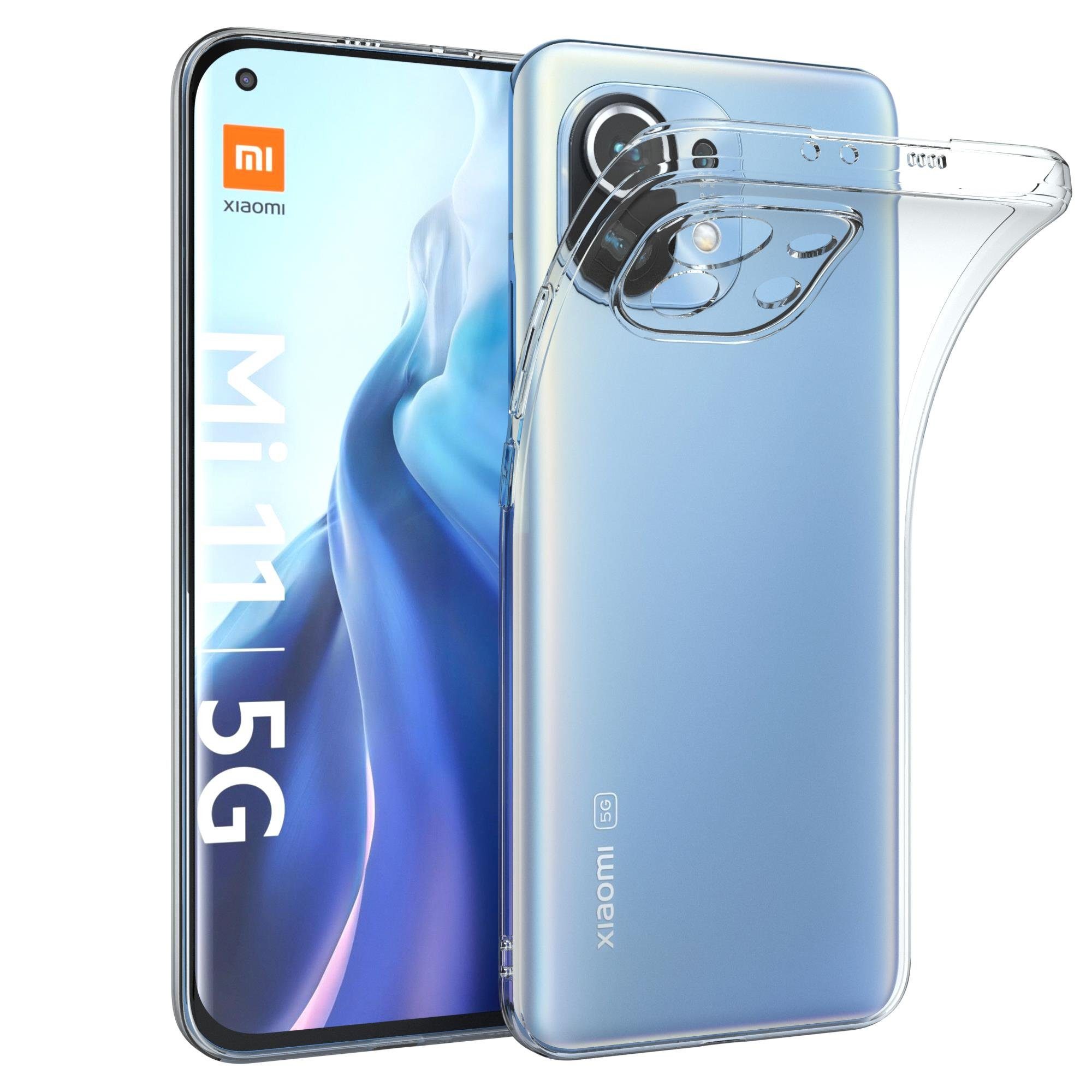 EAZY CASE Handyhülle Slimcover Clear für Xiaomi Mi 11 5G 6,81 Zoll, durchsichtige Hülle Ultra Dünn Silikon Backcover TPU Telefonhülle Klar