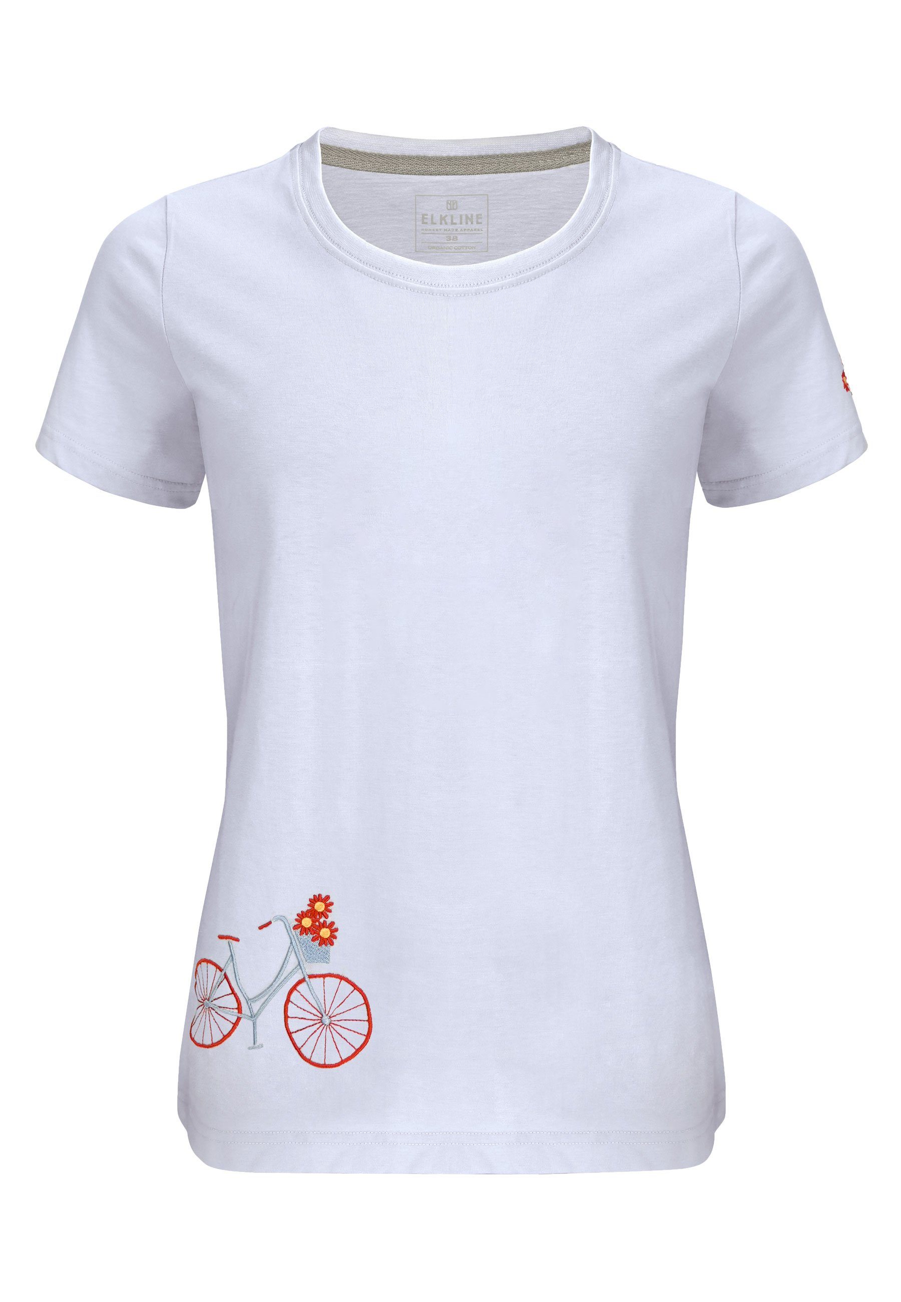 Elkline T-Shirt Flower Bike T-Shirt mit Blumen & Fahrrad Stick