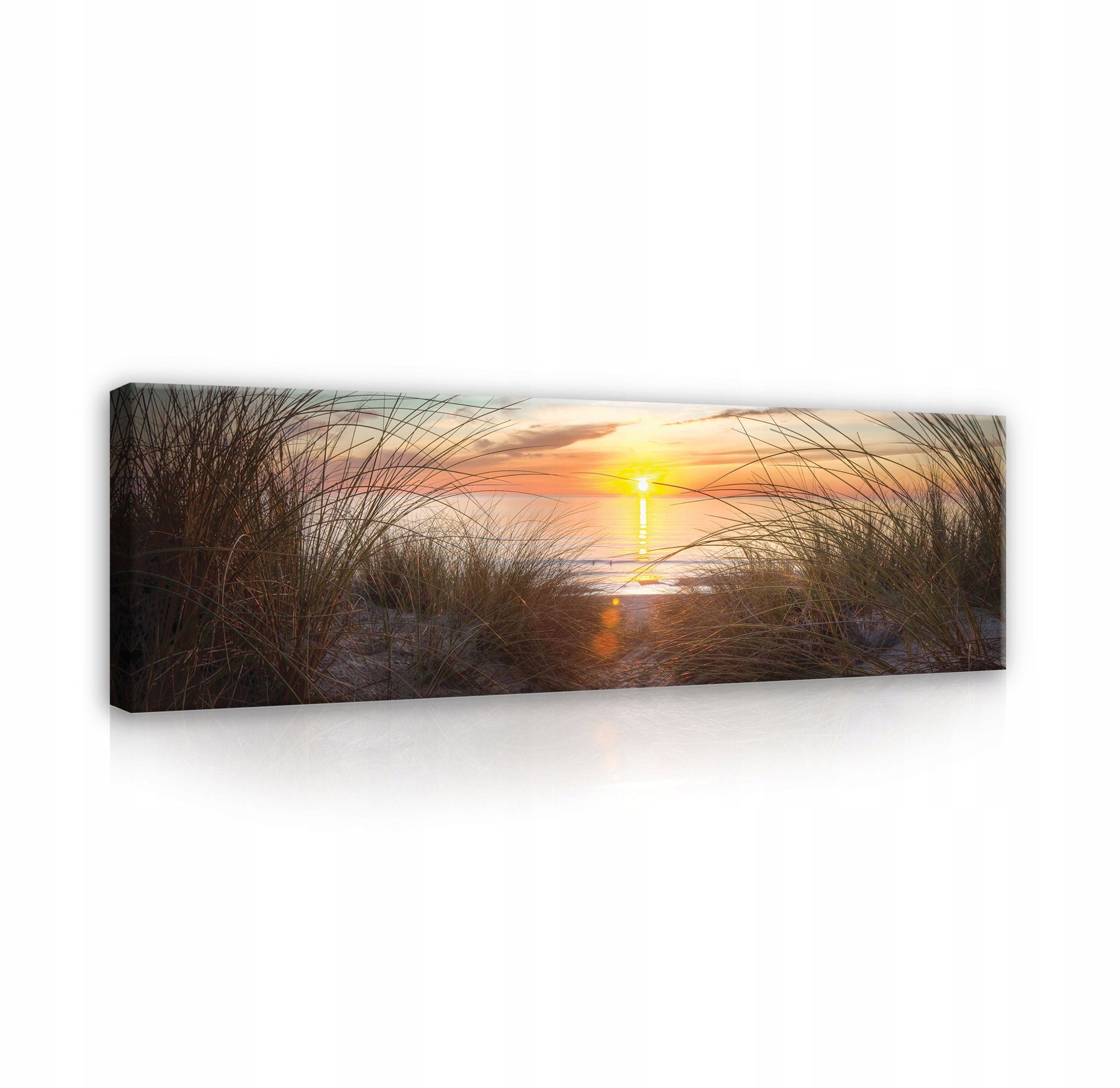 145x45 Landschaft Leinwandbild Wohnzimmer Wallarena (Einteilig), Panoramabild Wandbilder Bild Ostsee Auf cm Canvas Natur Bilder Wandbild Meer Modern Aufhängefertig Strand Schlafzimmer, Leinwand XXL Groß Kunstdruck für Strand Leinwandbilder Meer