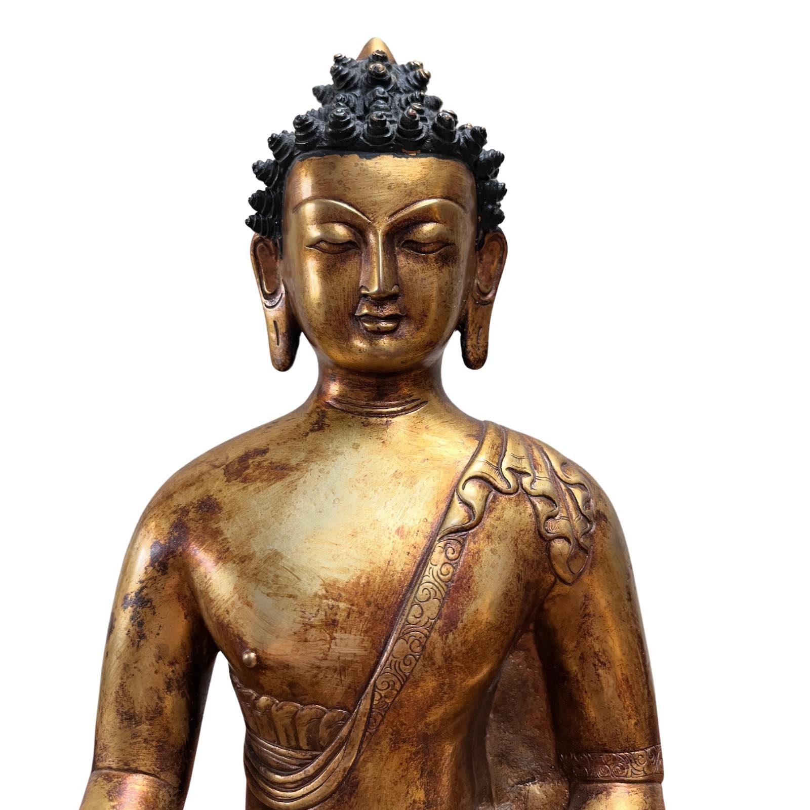 Asien vergoldete Figur groß LifeStyle Buddhafigur Buddha Tibet 31cm Qualität Skulptur Bronze