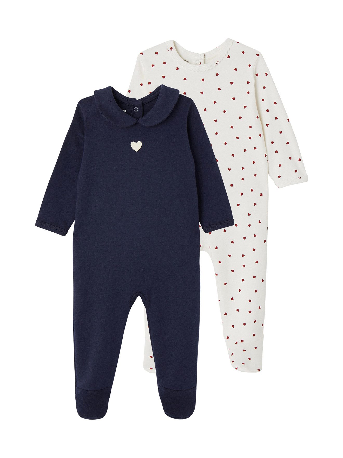 Schlafanzug 2er-Pack Baby Strampler mit Herzen