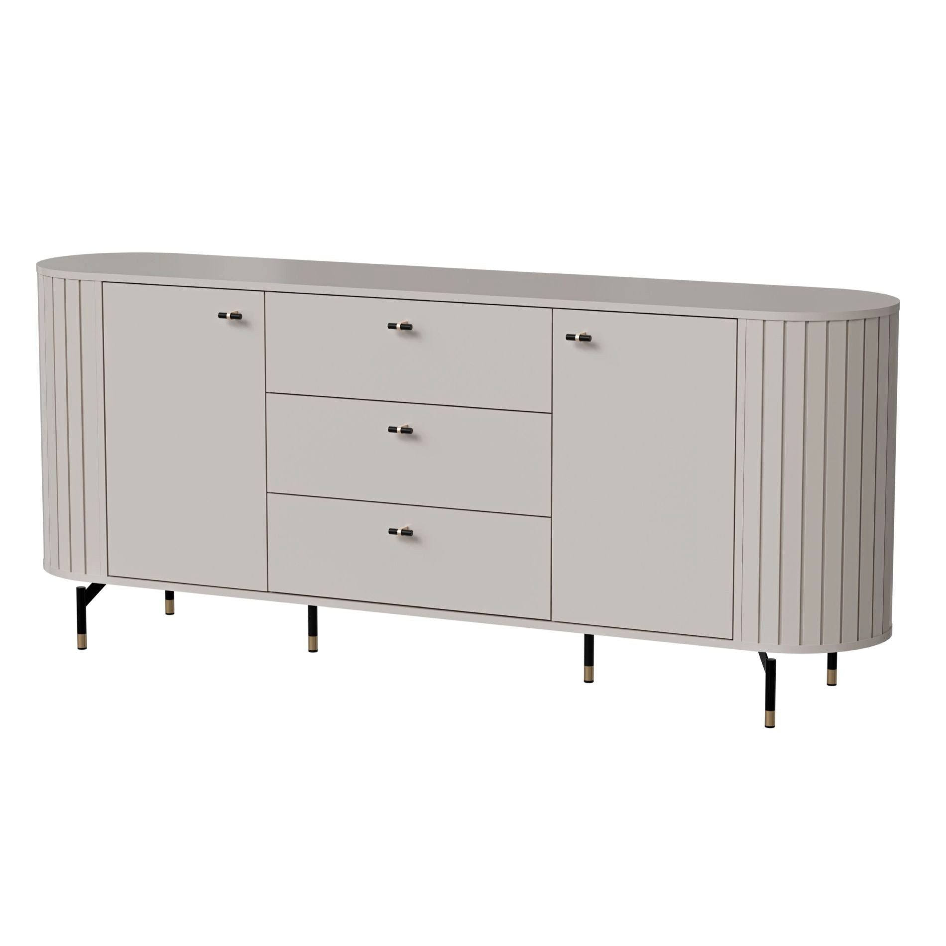 Selsey Sideboard ZANTE, Wohnzimmerschrank, Anrichte mit Riffelfronten und Metallbeinen