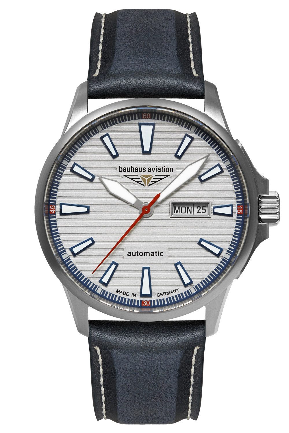 bauhaus Automatikuhr Aviation Iron Annie Automatik Titan/Leder Blau