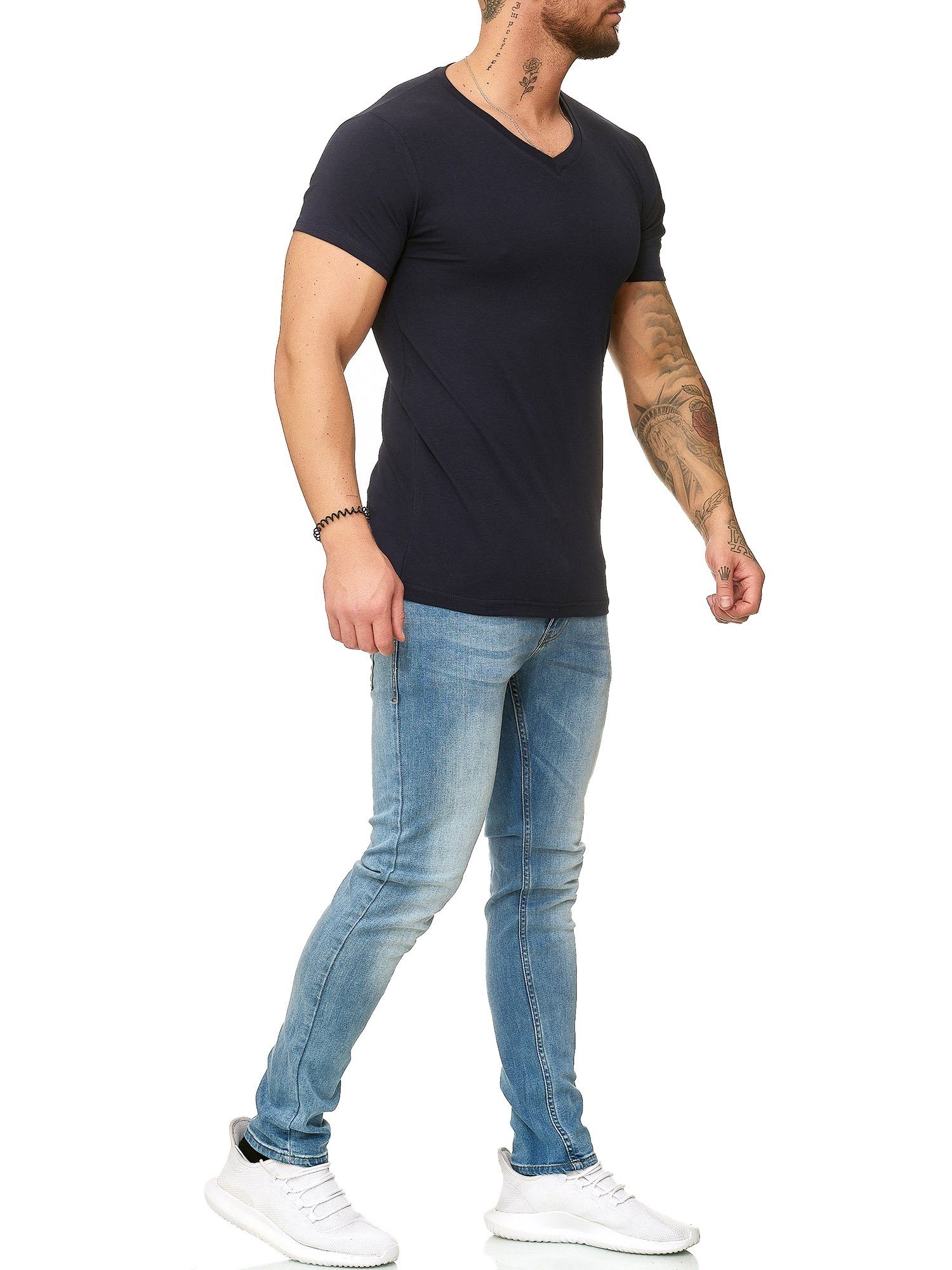 OneRedox T-Shirt 1309C (Shirt Casual Kurzarmshirt Polo Freizeit Navy Tee, 1-tlg) Fitness