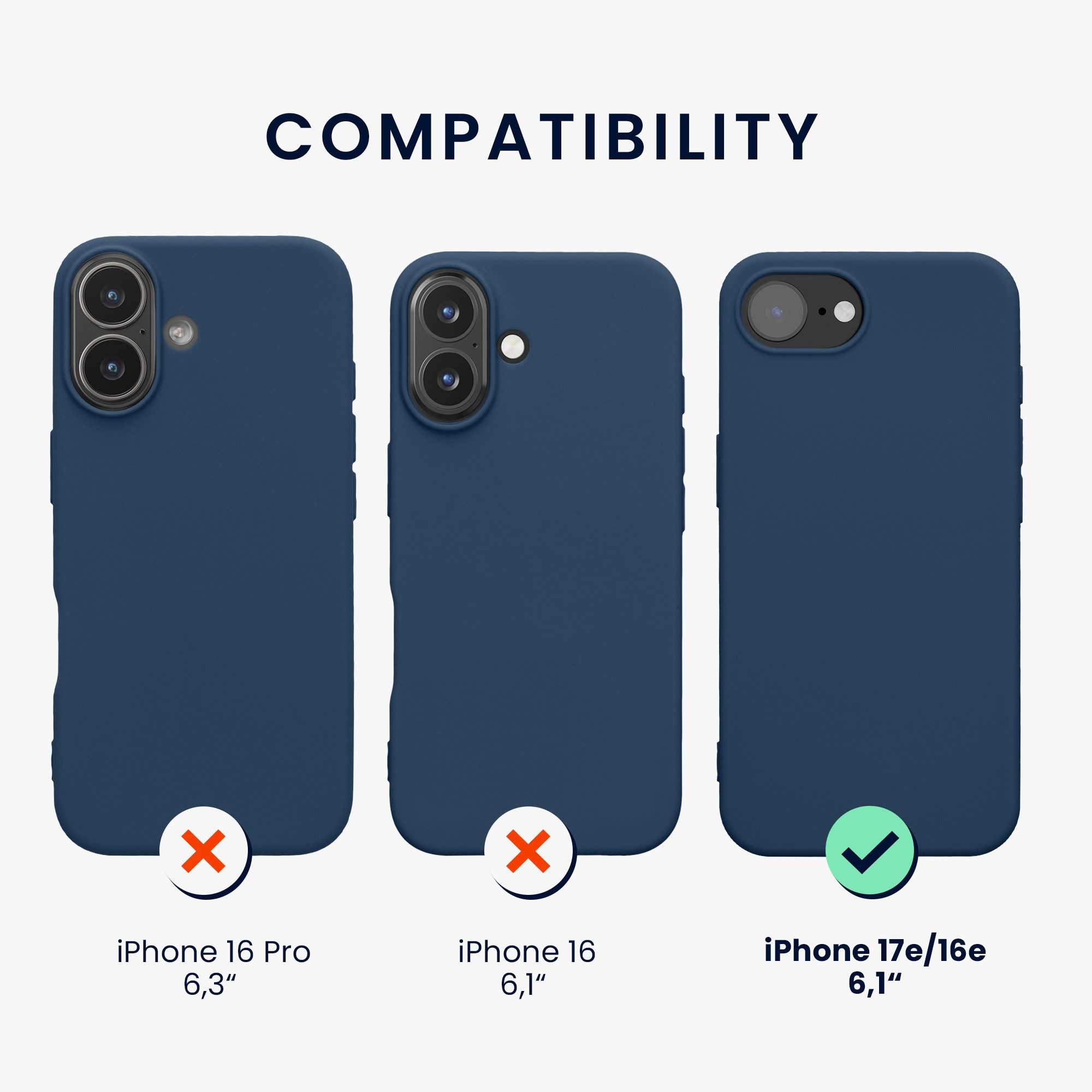 kwmobile Smartphone-Hülle Hülle für Apple iPhone 17e / iPhone 16e, Hülle Silikon - Soft Handyhülle - Handy Case Cover – Bild 2 von 5