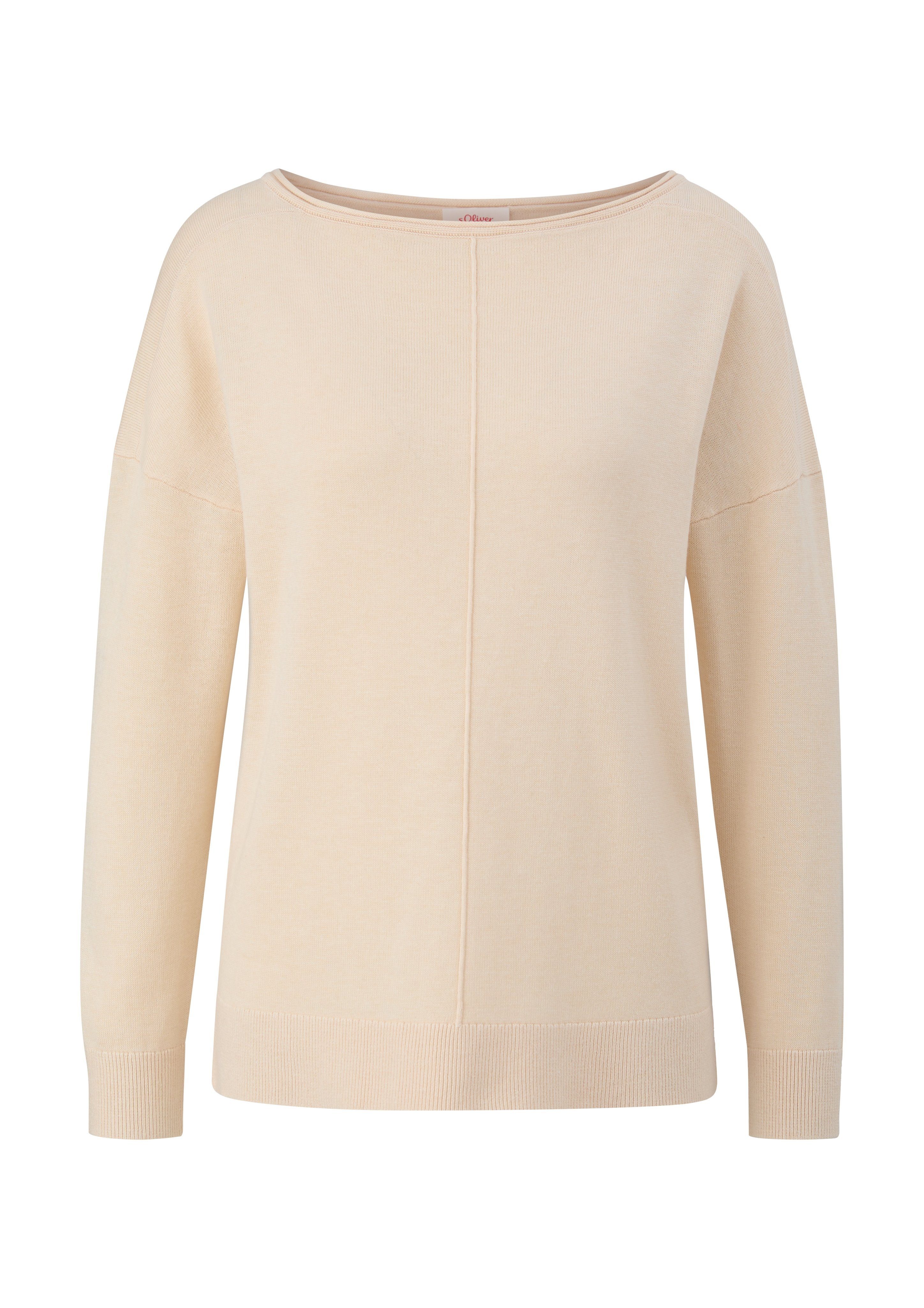 s.Oliver Rundhalspullover mit Drop-Shoulder Naht Design