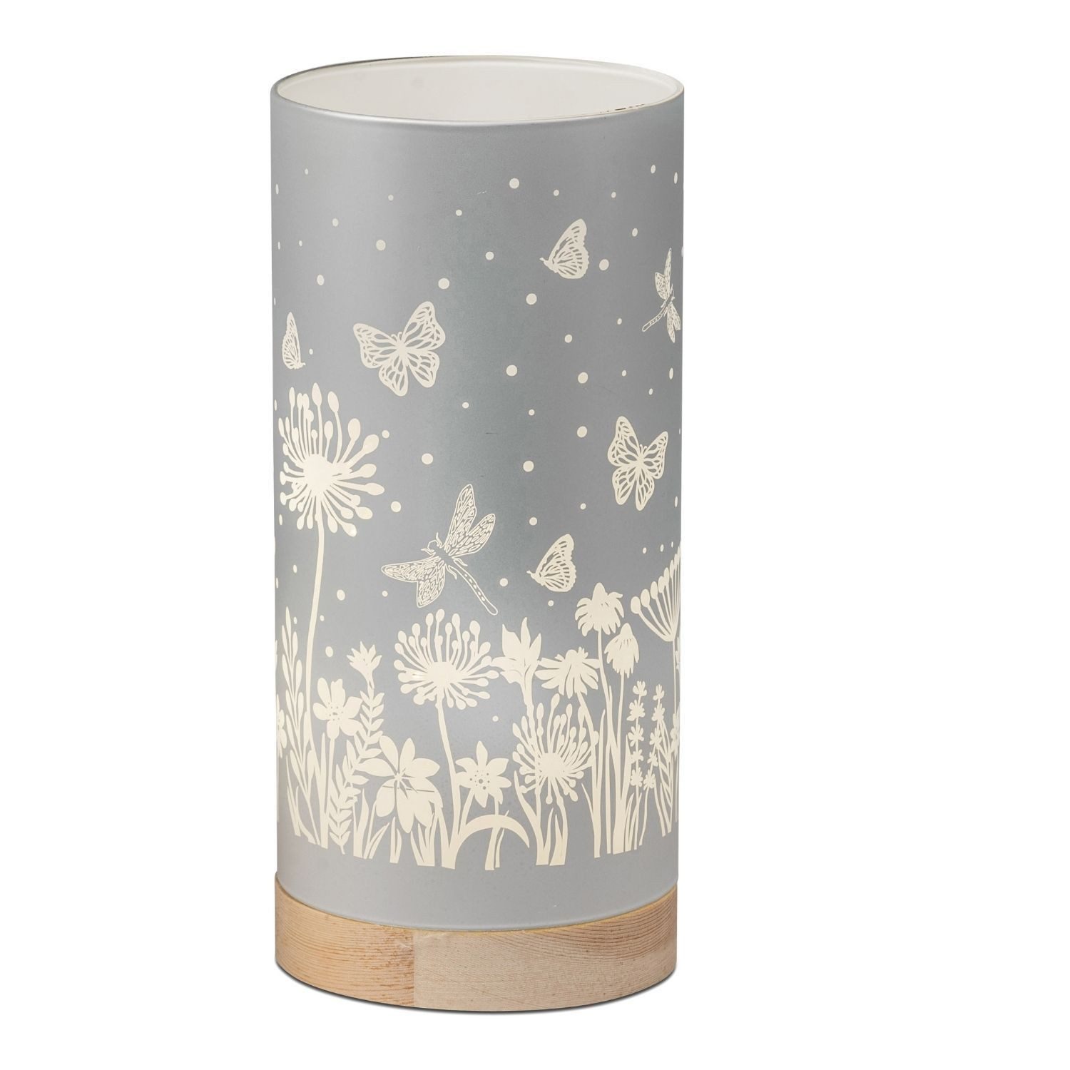 formano Nachttischlampe Blumenwiese, mit Timerfunktion, Silber, Motiv: Blumen