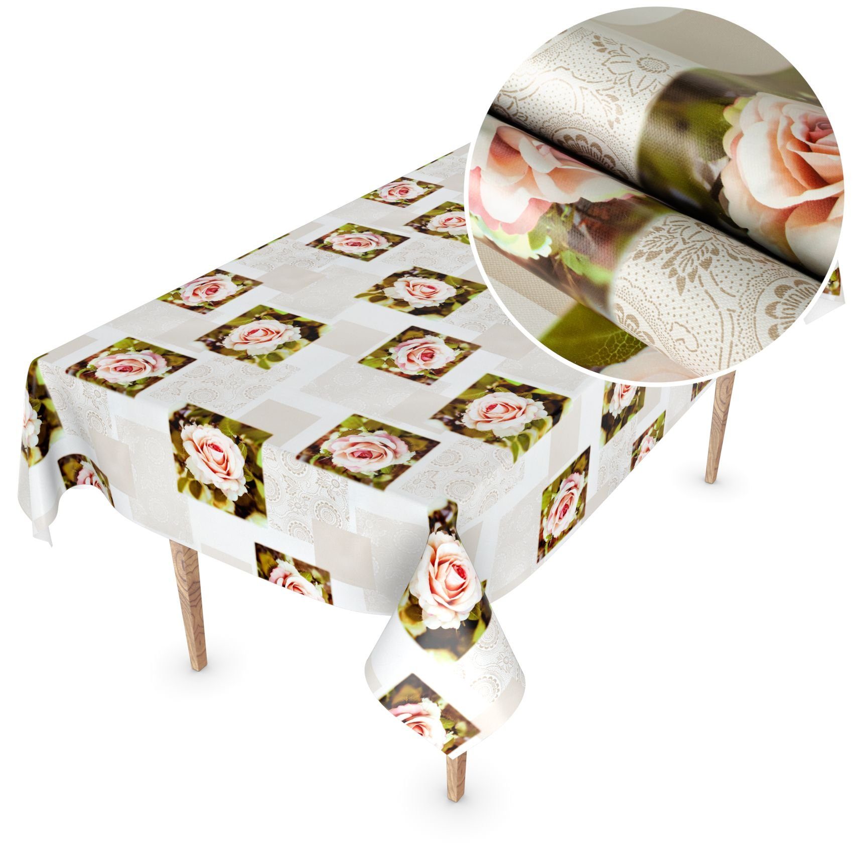 Wachstuchtischdecke Tischdecke ANRO Glatt 140x500cm Gartentischdecke, MIMOSA wasserabweisend