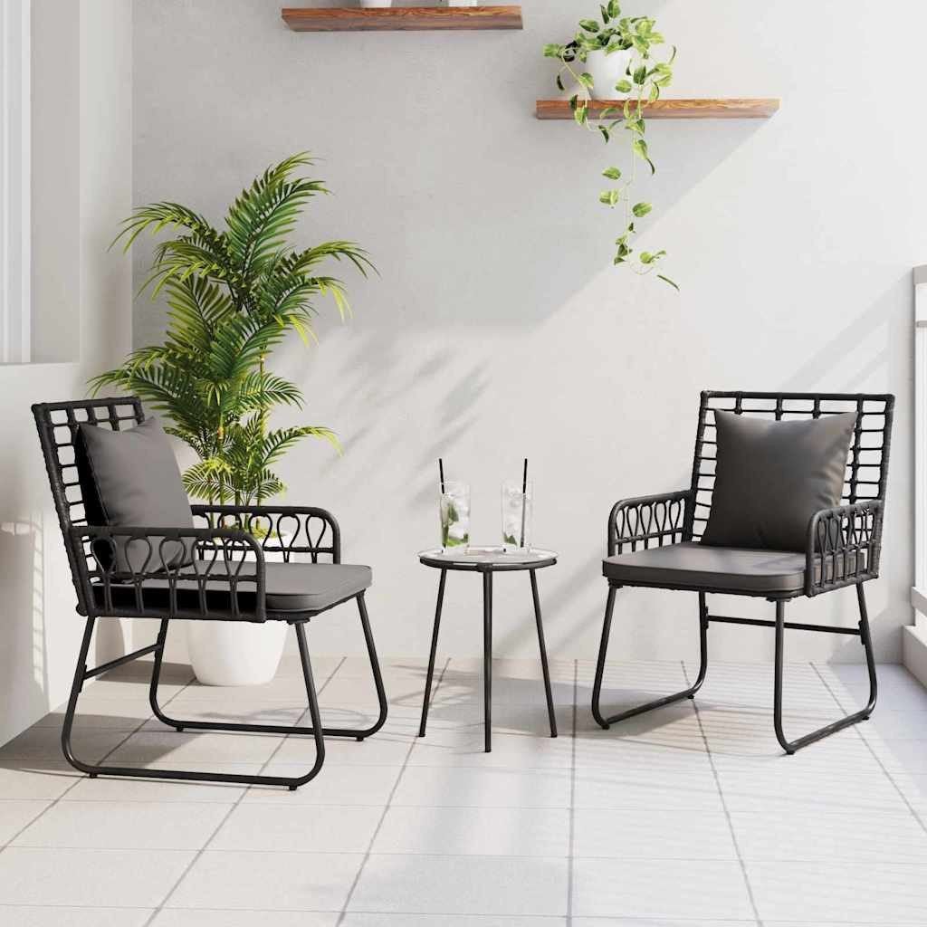 Garten-Essgruppe Gartenmöbel-Set Poly-Rattan 35x35x45 cm Schwarz Anthrazit