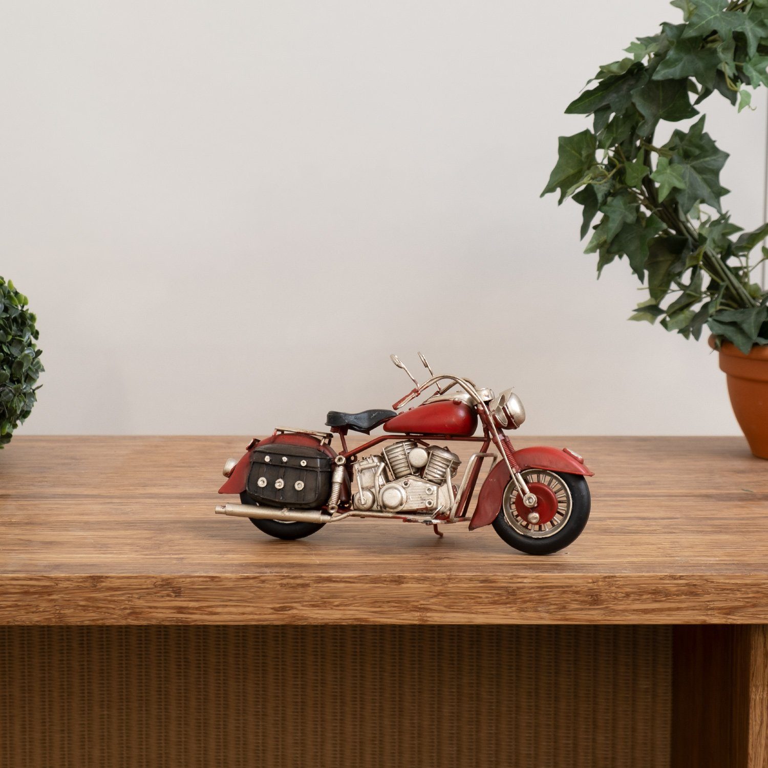 Moritz Dekofigur Blech-Deko Motorrad mit Gepäck rot, Polyresin Figuren Deko günstig online kaufen