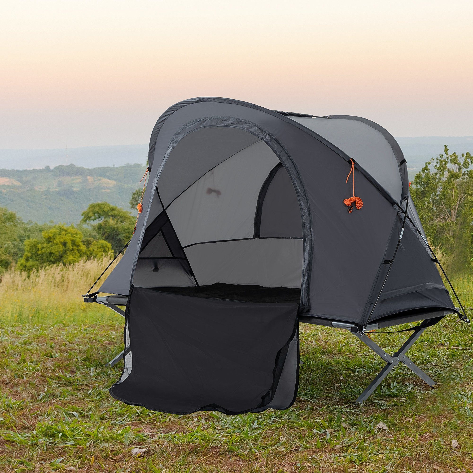 Outsunny Feldbett mit Kuppeldach, Wetterbeständig, Zusammenklappbar günstig online kaufen