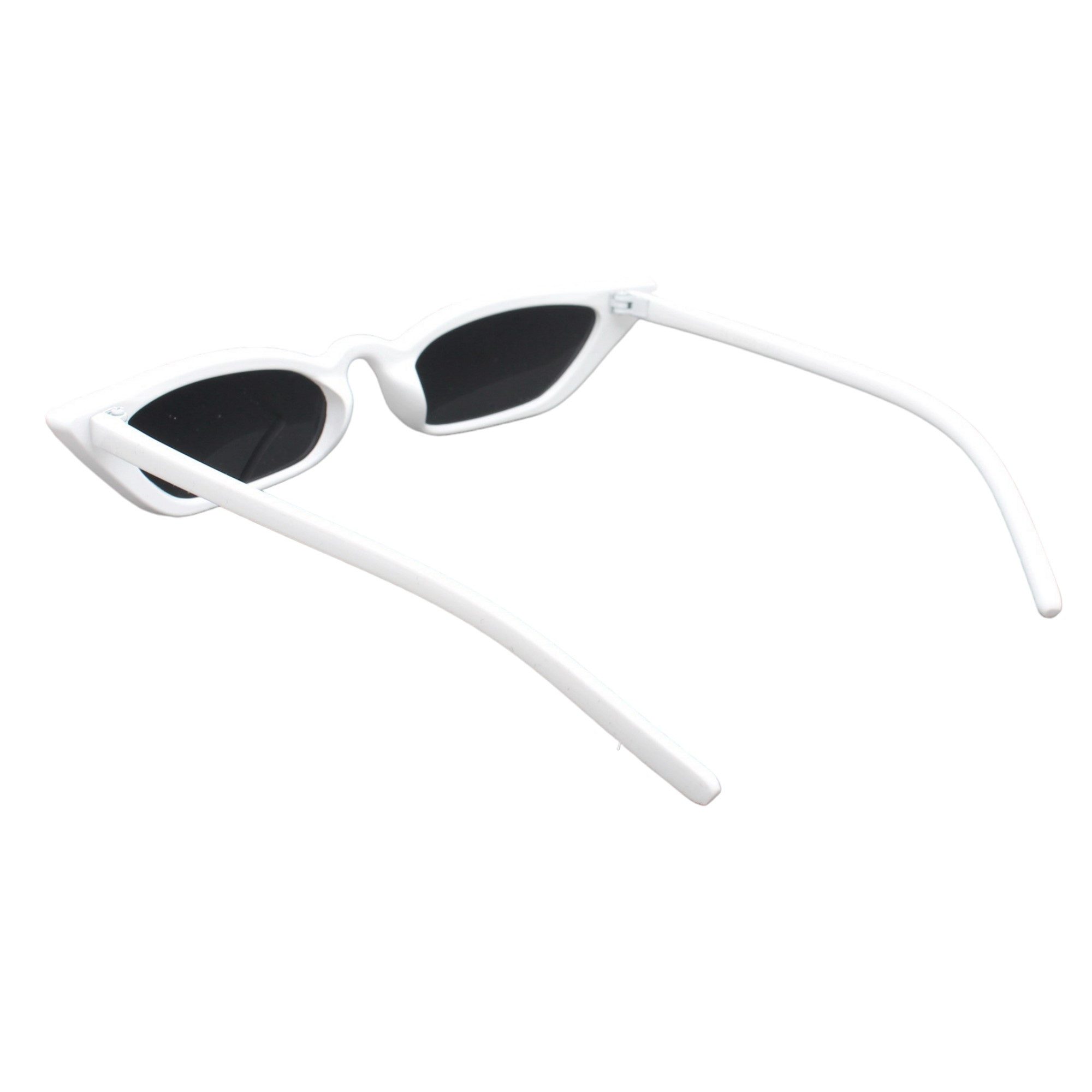 LUXXADA Sonnenbrille Damen Cateye Brille extra schmal Schwarz oder Weiß (Festival Brille mit Brillenbeutel) Gläser schmale Katzenaugen Form, Extravaganter Style