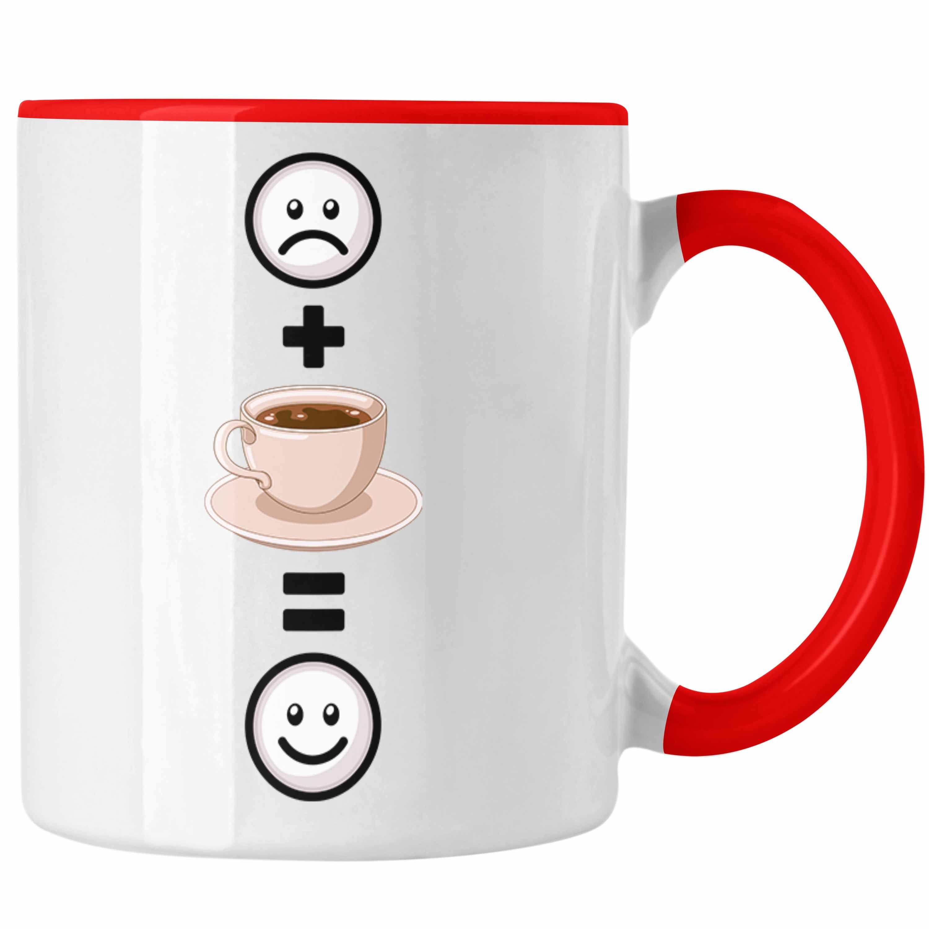 Trendation Tasse Kaffee Tasse Geschenk für Kaffeetrinker Lustige Geschenkidee :(Kaff Rot