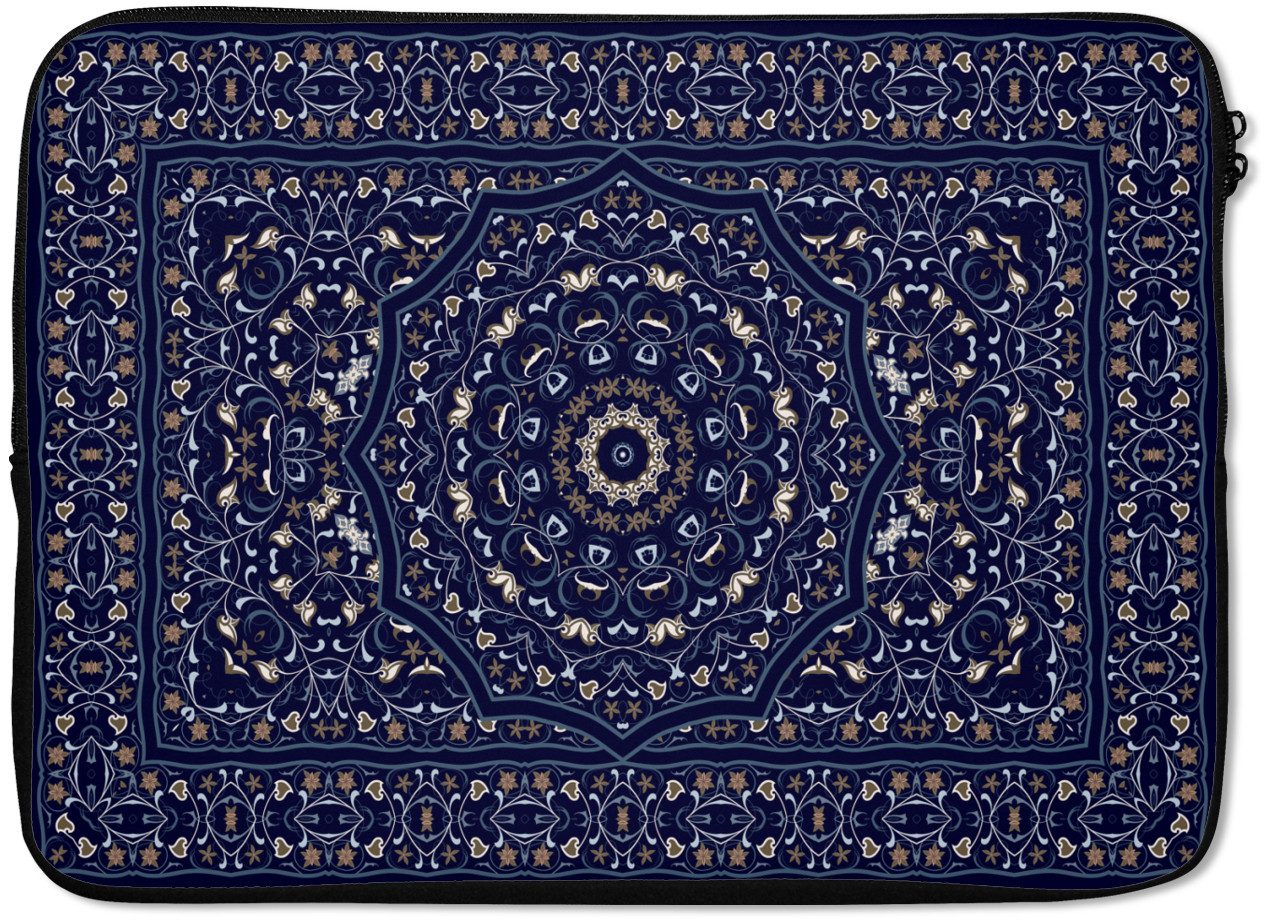 MuchoWow Laptop-Hülle Persischer Teppich - Mandala - Blau 13.3 Zoll, Laptopsleeve, weiches Innenfutter zum Schutz Kratzern, Laptoptasche