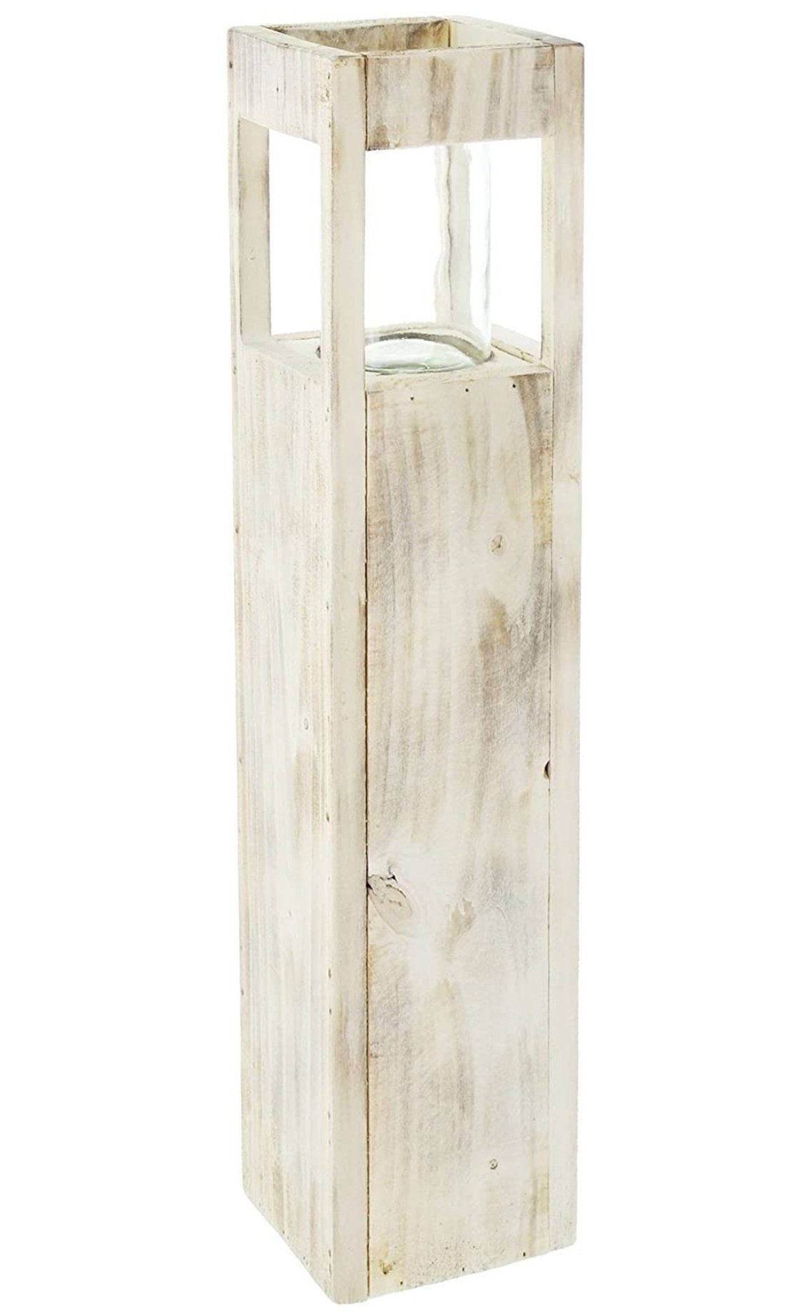 Bodenwindlicht Holz & aus Handarbeit Stück), hergestellt "Shabby-Charme" Dekoleidenschaft Glas, Windlichtsäule in Kerzenhalter (1