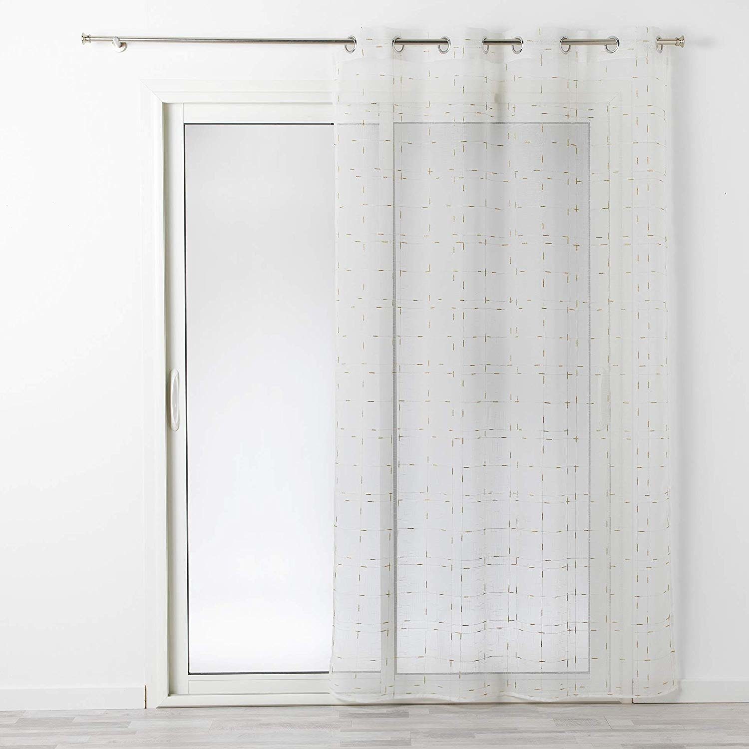 (1 St), transparenter weißer Fenstervorhang zarten Douceur mit Gardine, d\'intérieur, modern, Goldaufdruck