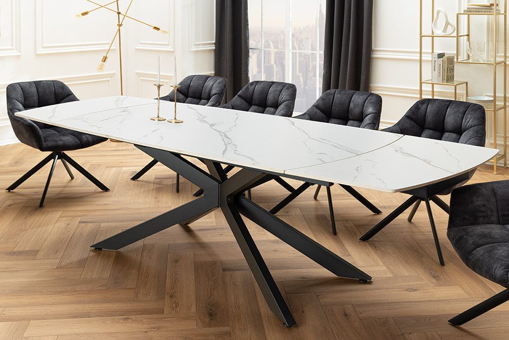 riess-ambiente Esstisch COSMOS 160-240cm weiß/schwarz - Keramik, Metallgestell, ausziehbar (Einzelartikel, 1-St), verlängerbarer Konferenztisch für 12 Personen - ideal für Essbereich