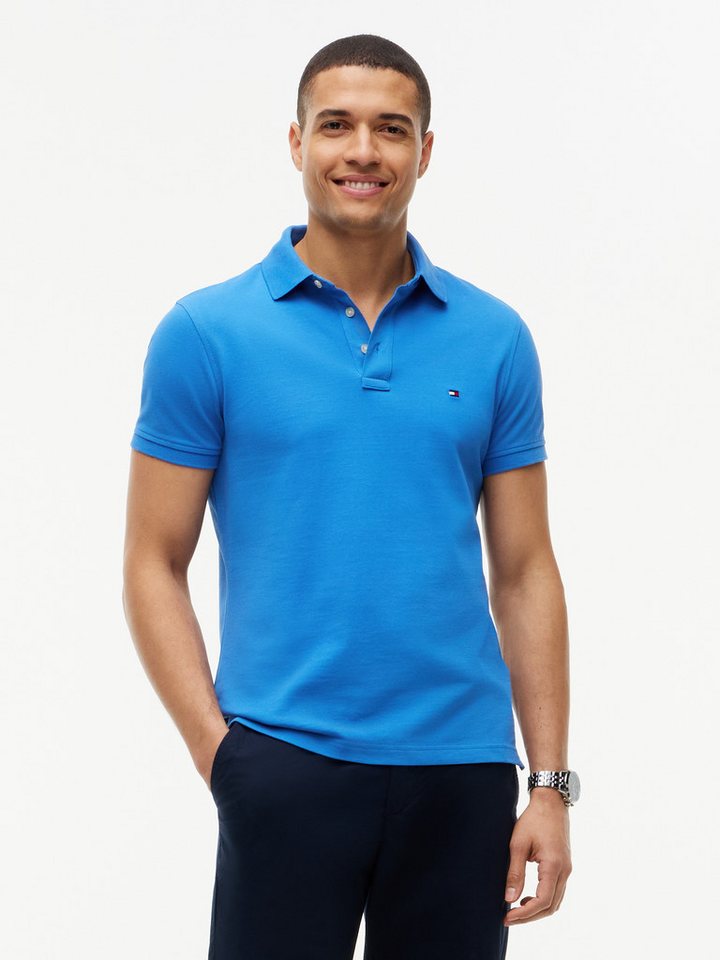 Tommy Hilfiger Poloshirt 1985 SLIM POLO Markenstickerei, aus Baumwoll-Piqué