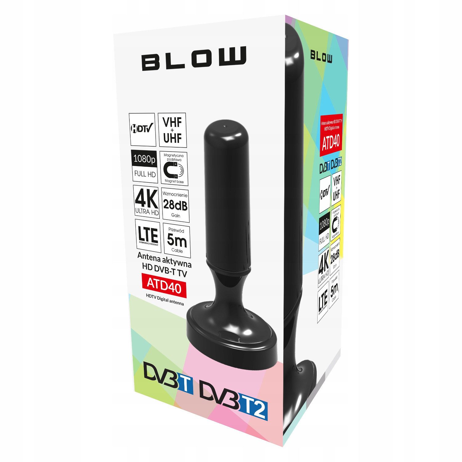 BLOW 21-040# Innenantenne DVB-T2 LTE-Filter Full HD 4K Blow DVB-T2 Receiver (Verstärkung 28 dB, LTE-Filter, Empfang im Frequenzbereich 168–790 MHz)