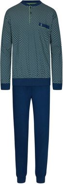 Robson Schlafanzug Herren Pyjama mit Knopfleiste und Bündchen (2 tlg) Baumwolle