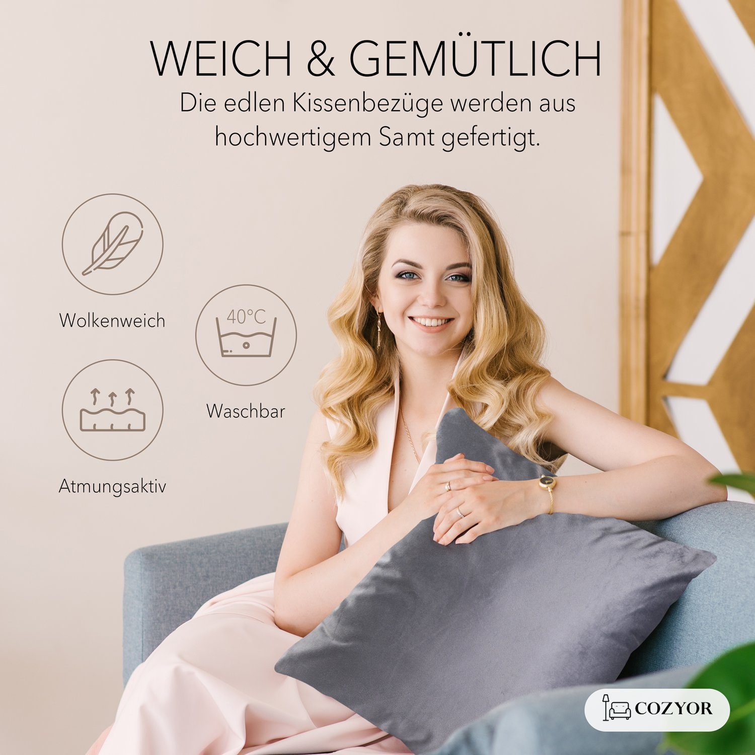 Cozyor Kissenbezug Samt Kissenhülle in diversen Größen & Farben, Sofakissen günstig online kaufen