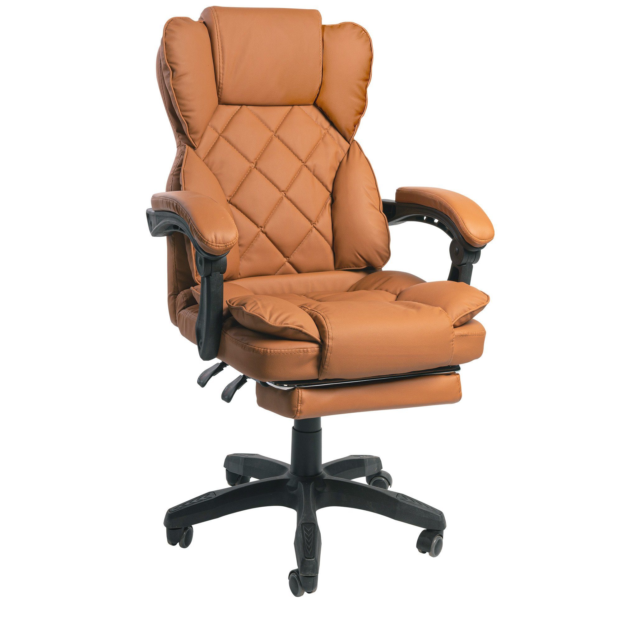 TRISENS Chefsessel Sokrat (1 Stück), Bürostuhl mit Fußstütze und Polsterung Home Office Chair in Lederoptik Braun