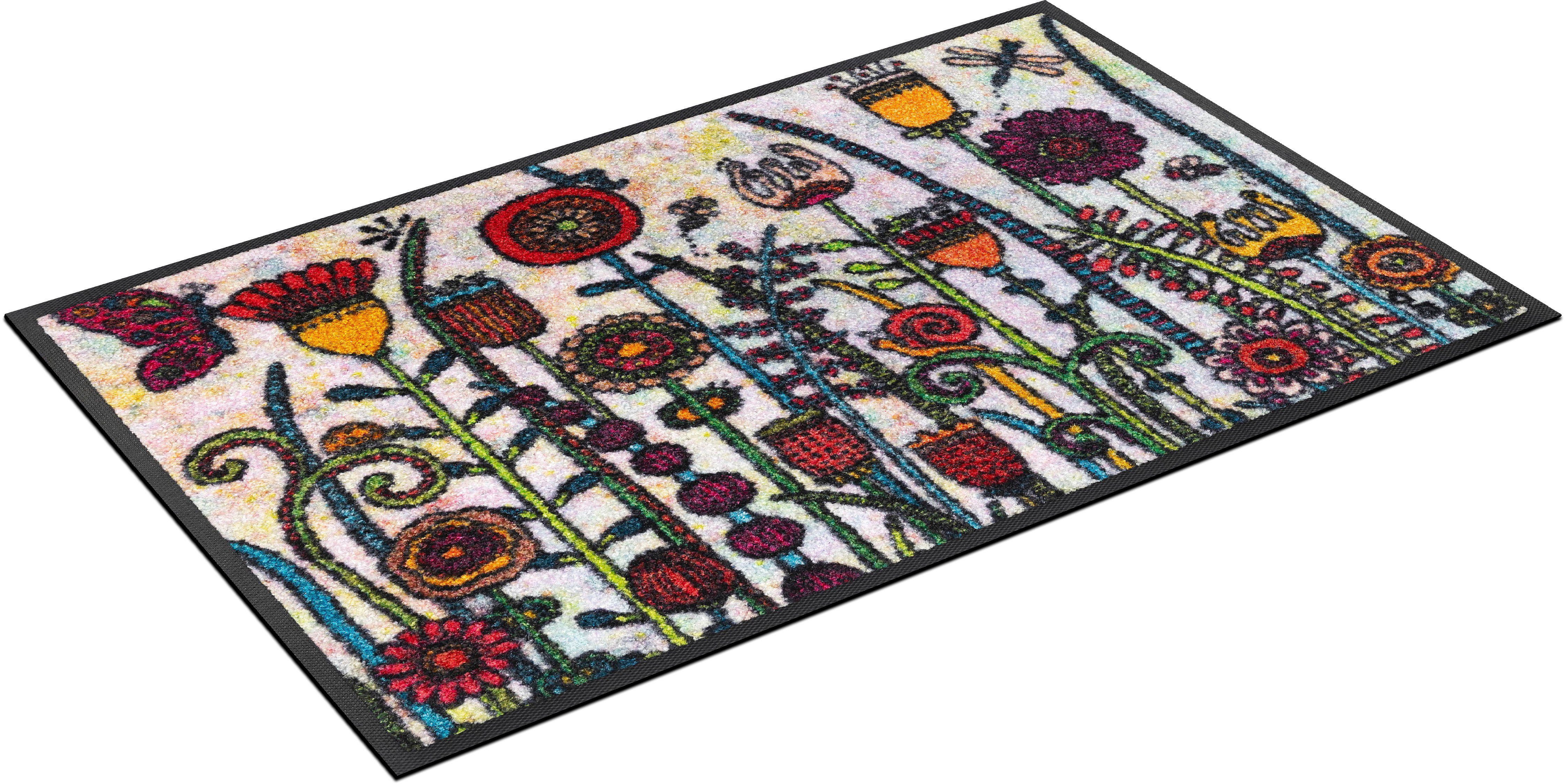 Fußmatte Sonnentag, wash+dry by Kleen-Tex, rechteckig, Höhe: 7 mm, Schmutzfangmatte, Motiv Blumen, rutschhemmend, waschbar | Fußmatten