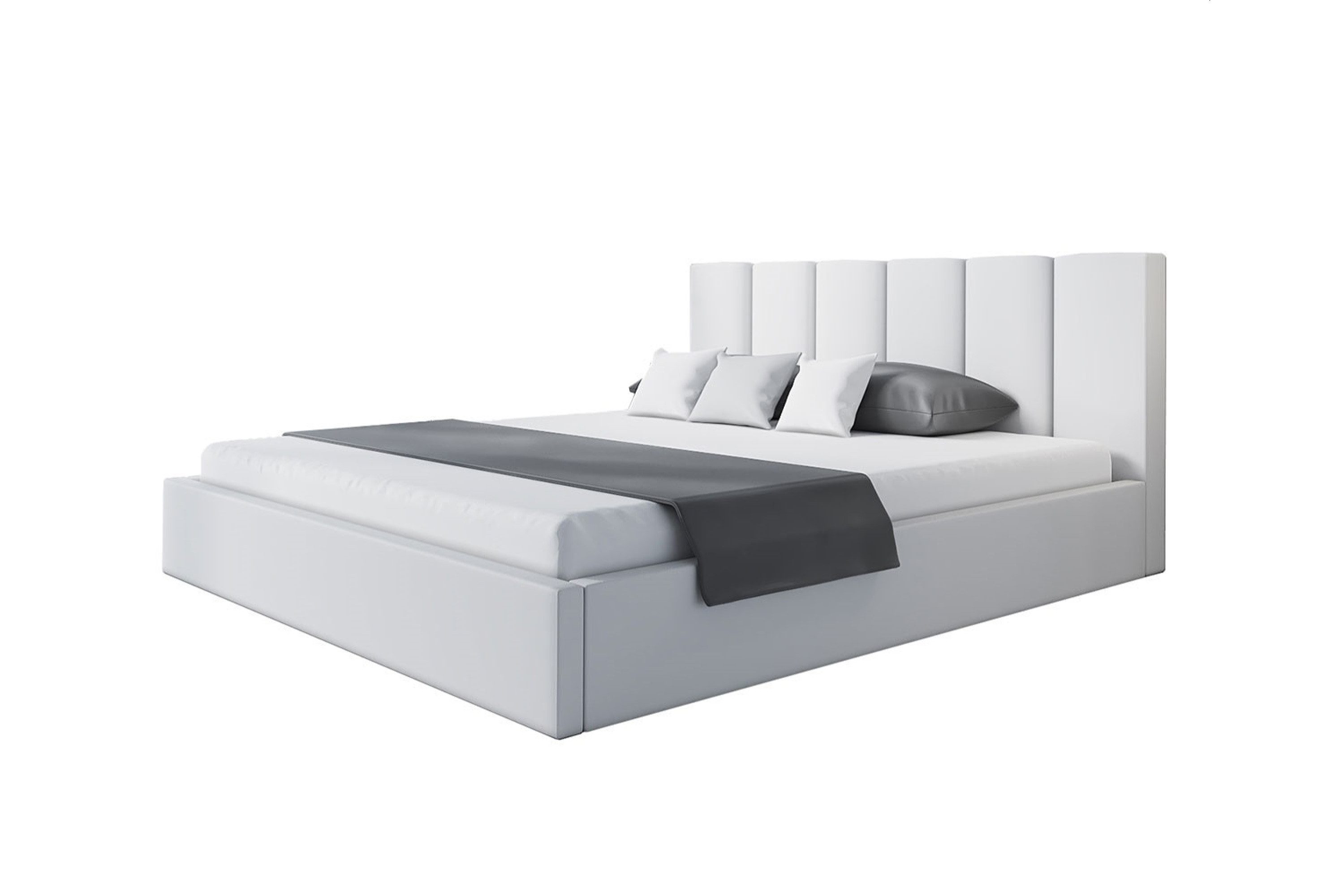 Alpi-Möbel Polsterbett mit Kopfteil TOKIO SLIM - 200x200 cm, Weiss